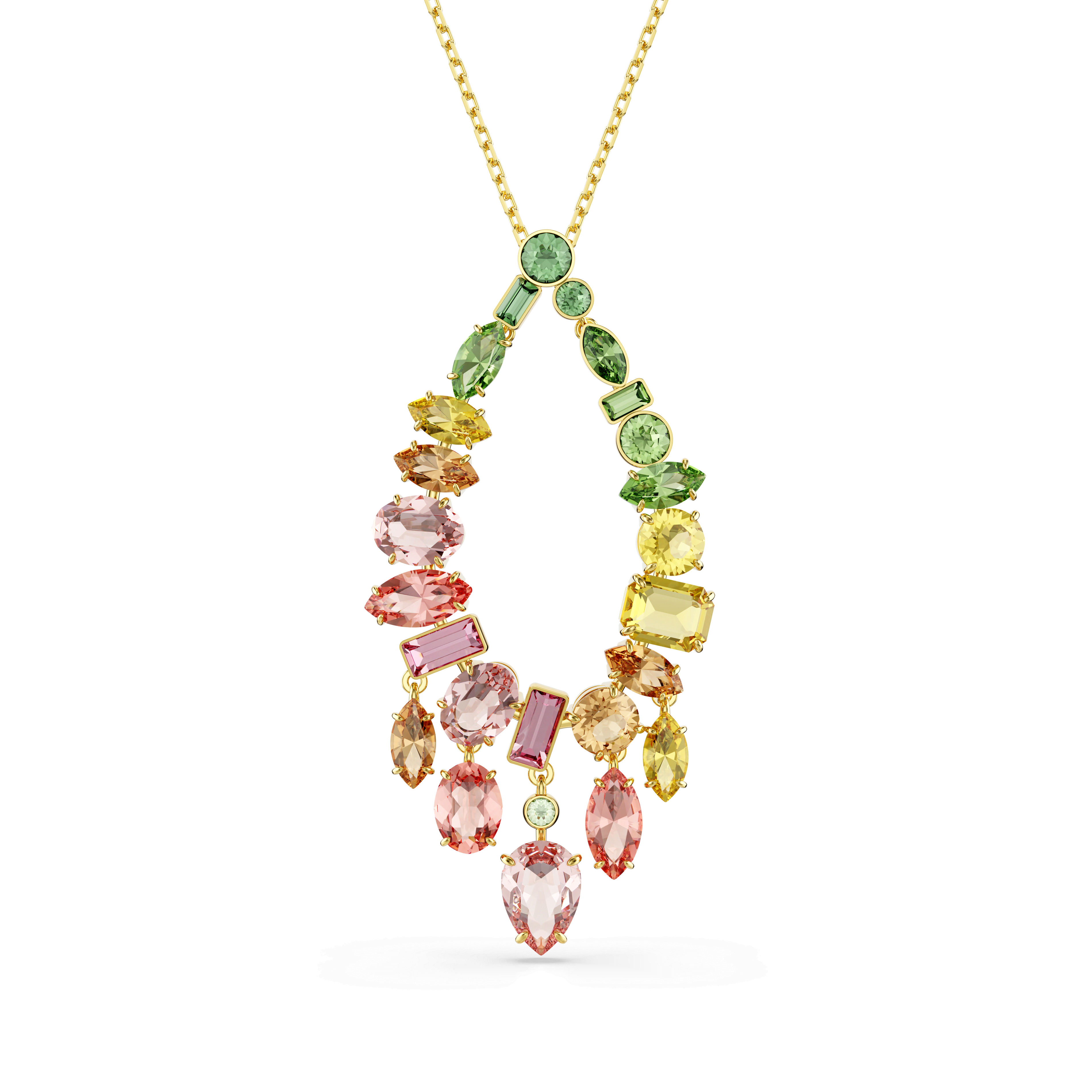 Swarovski Gema pendant, Mixed cuts, Multicolored, 18K gold finish — article 5741589