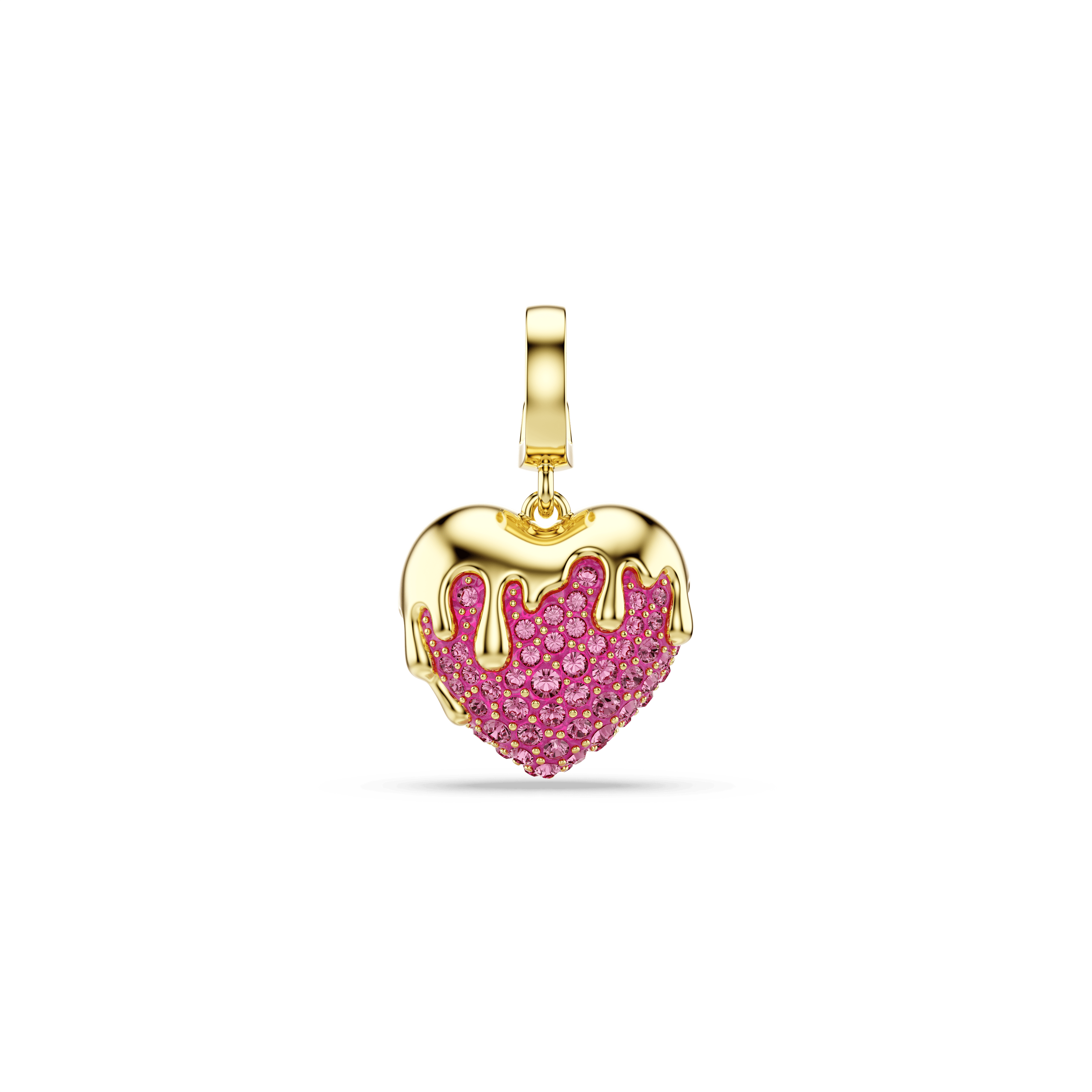 Swarovski Idyllia charm, Round cut, Heart, Pink, 18K gold finish — article 5742953
