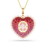 Idyllia pendant, Mixed cuts, Heart, Pink, 18K gold finish — article 5742958