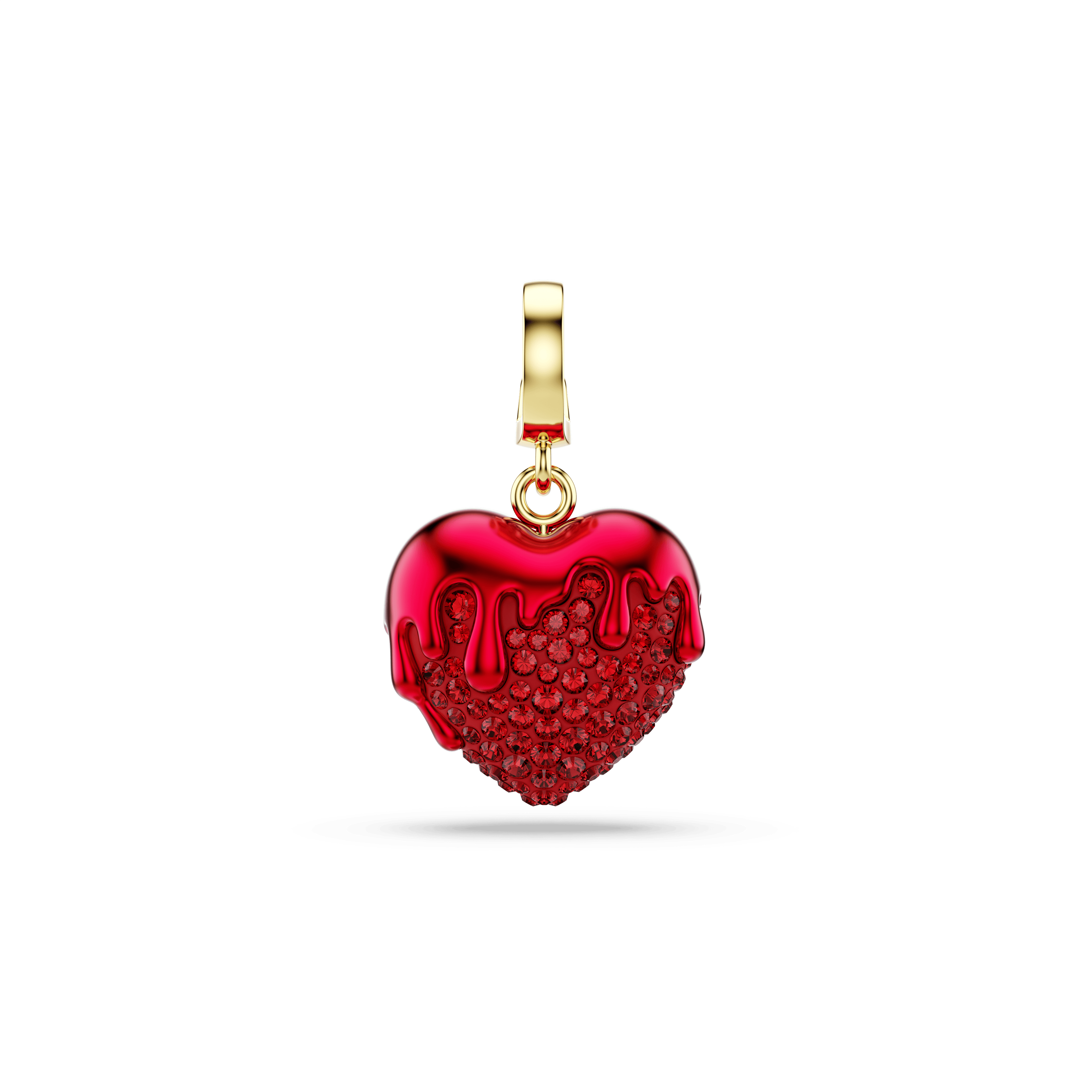 Swarovski Idyllia charm, Round cut, Heart, Red, 18K gold finish — article 5742994