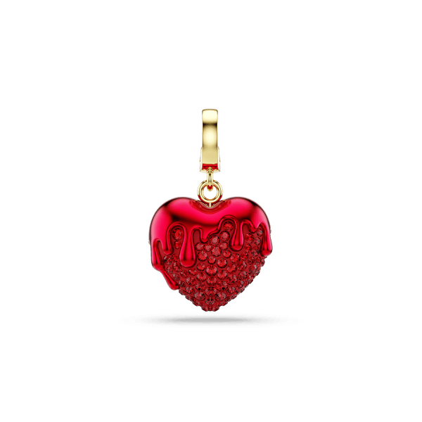 Idyllia charm, Round cut, Heart, Red, 18K gold finish — article 5742994