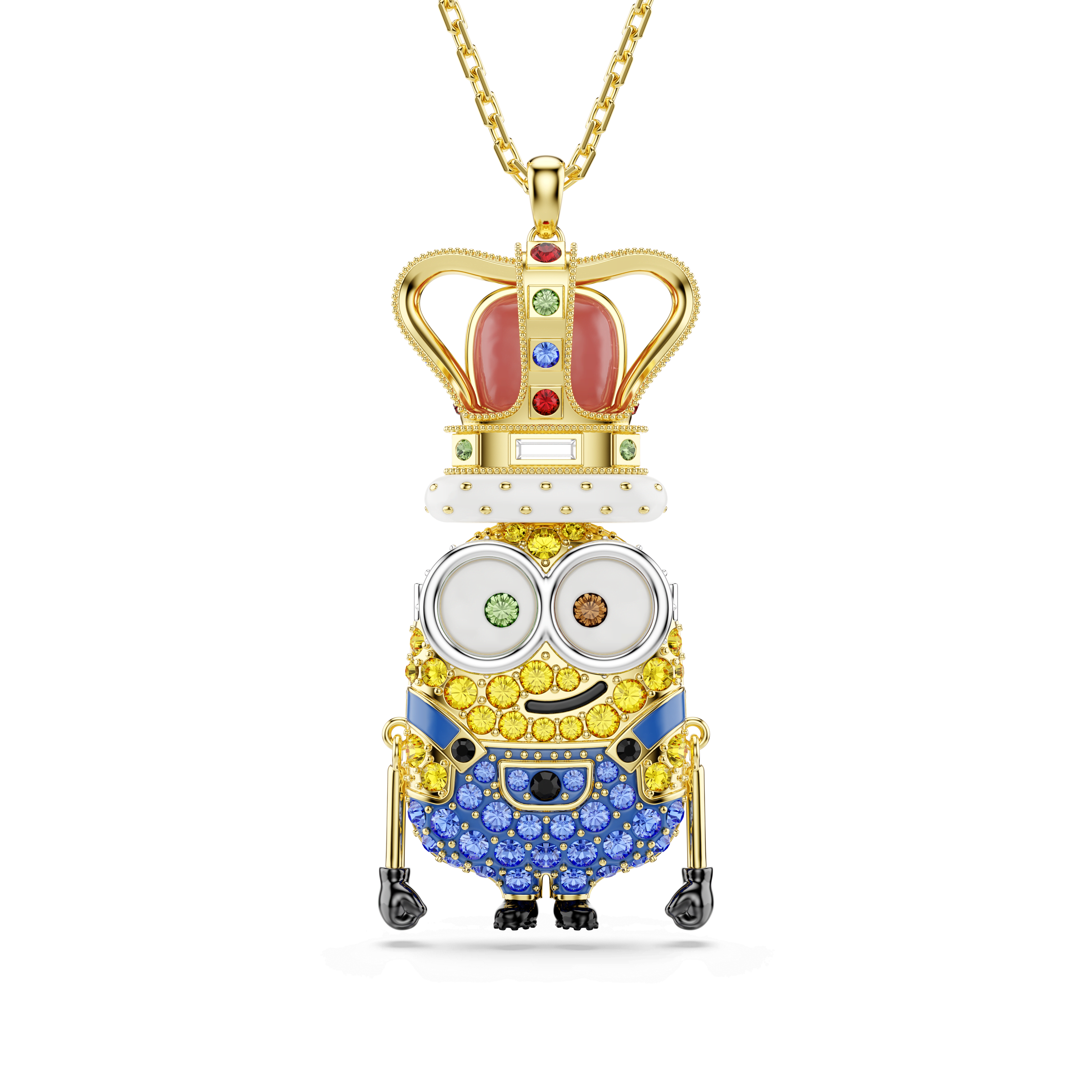 Swarovski Minions King Bob pendant, Pavé, Multicolored, 18K gold finish — article 5743385
