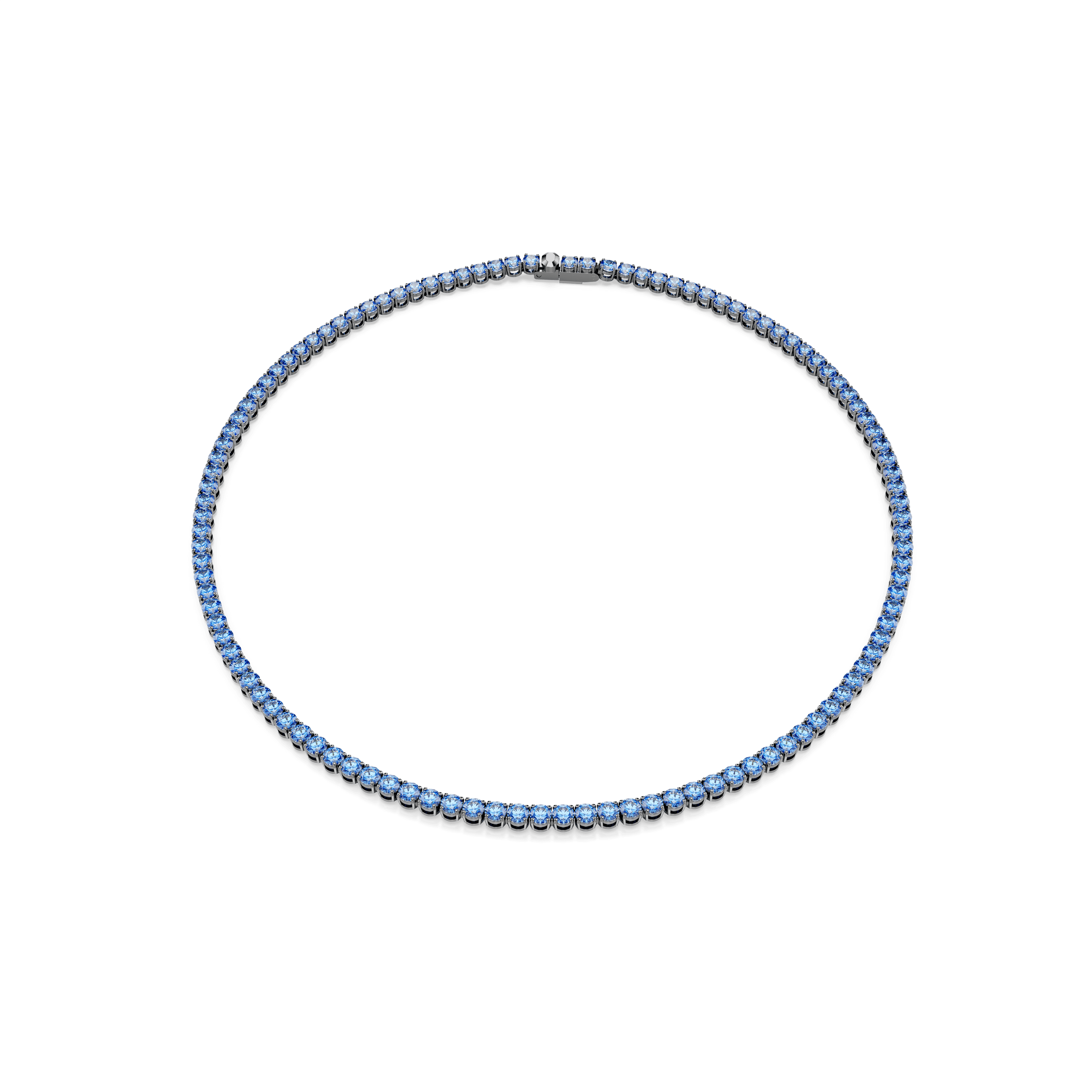 Swarovski Matrix Tennis necklace, Round cut, Blue, Ruthenium plated — article 5743450