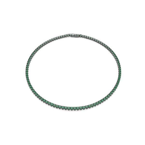Matrix Tennis necklace, Round cut, Green, Ruthenium plated — article 5743472