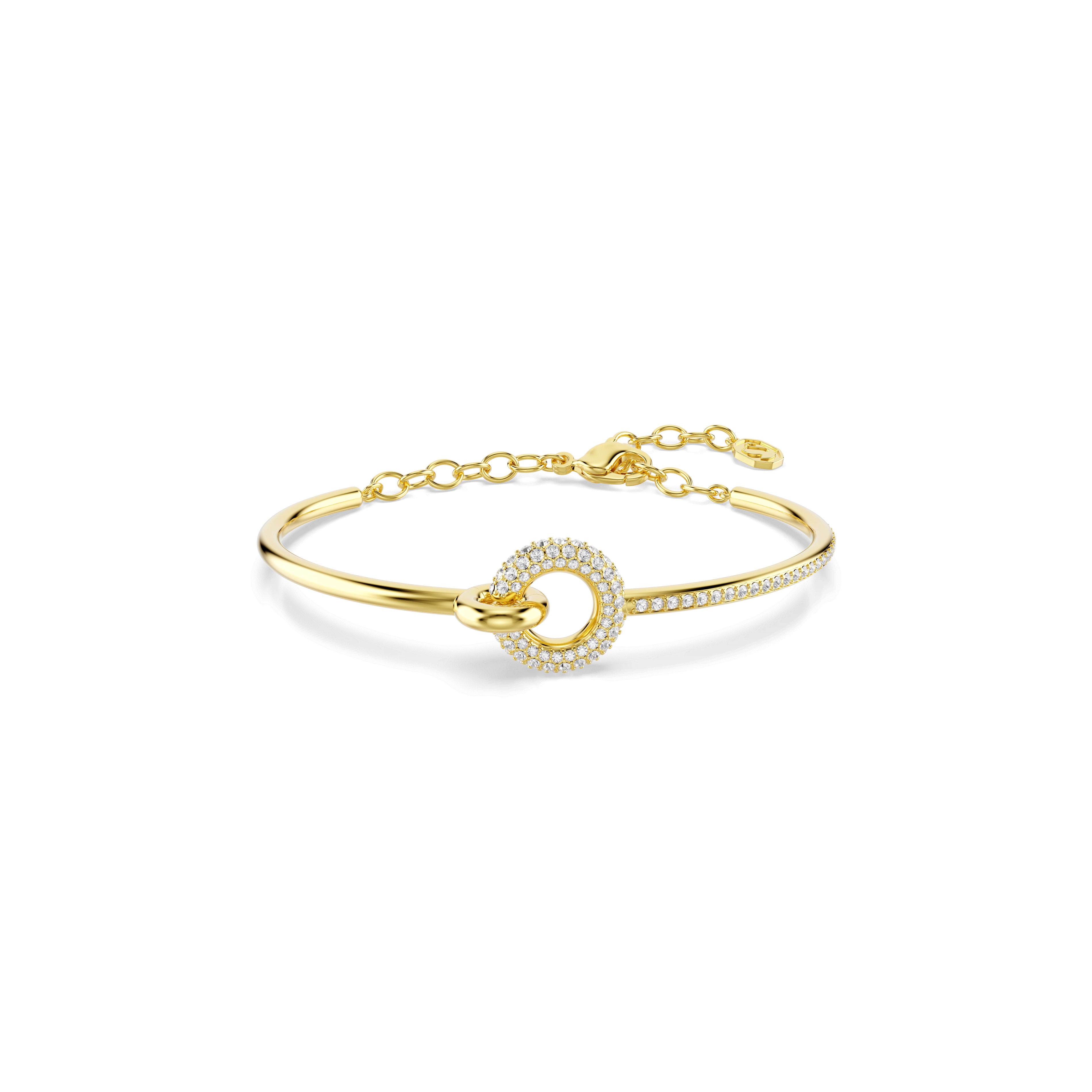 Swarovski Dextera bangle, Round cut, White, 18K gold finish — article 5743568