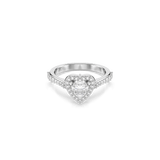 Una Angelic motif ring, Mixed cuts, Heart, White, Rhodium plated — article 5744045