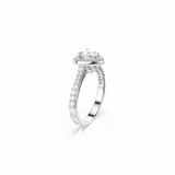 Una Angelic motif ring, Mixed cuts, Heart, White, Rhodium plated — article 5744046