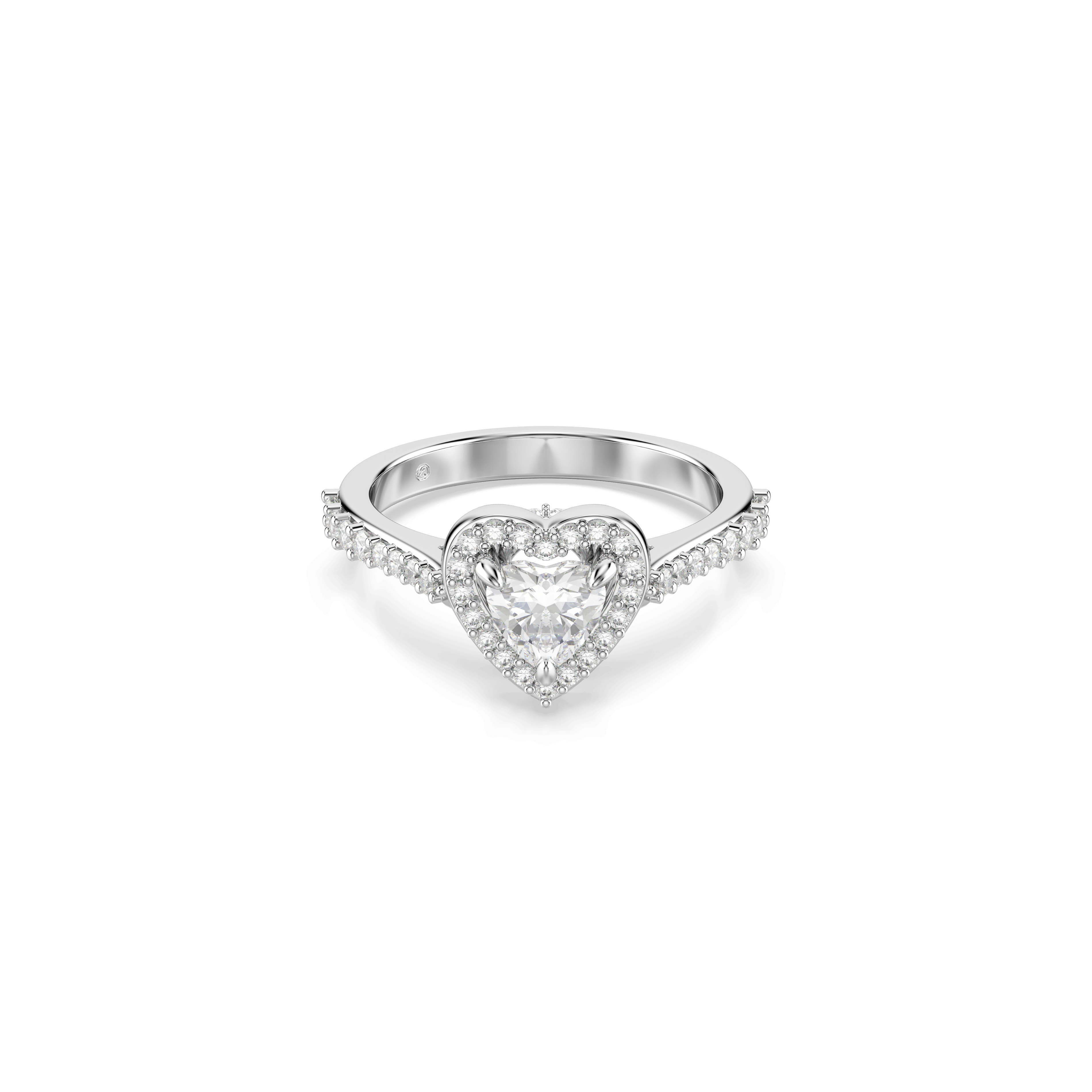 Swarovski Una Angelic motif ring, Mixed cuts, Heart, White, Rhodium plated — article 5744048