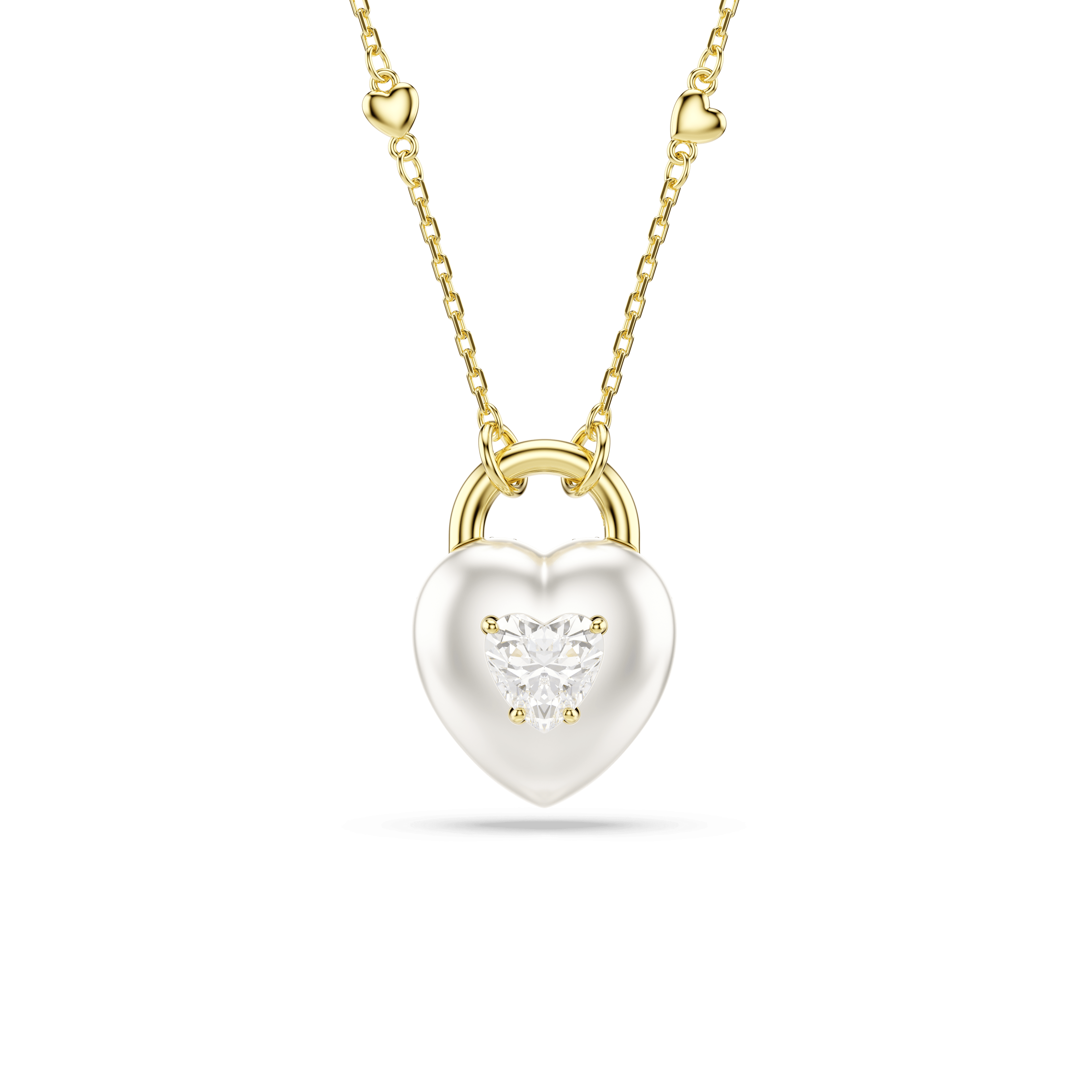 Swarovski Idyllia pendant, Mixed cuts, Heart, White, 18K gold finish — article 5744127