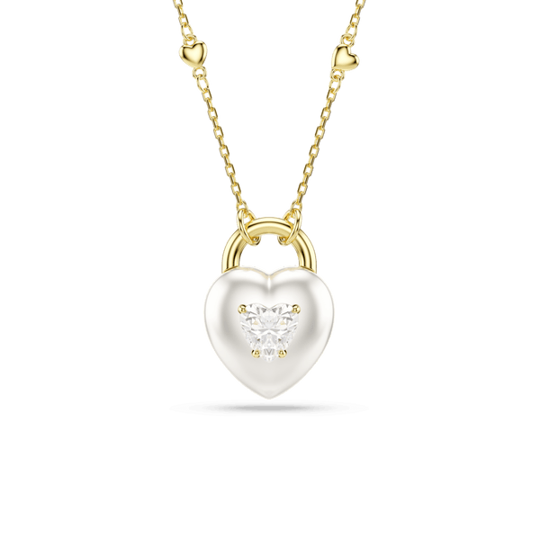 Idyllia pendant, Mixed cuts, Heart, White, 18K gold finish — article 5744127