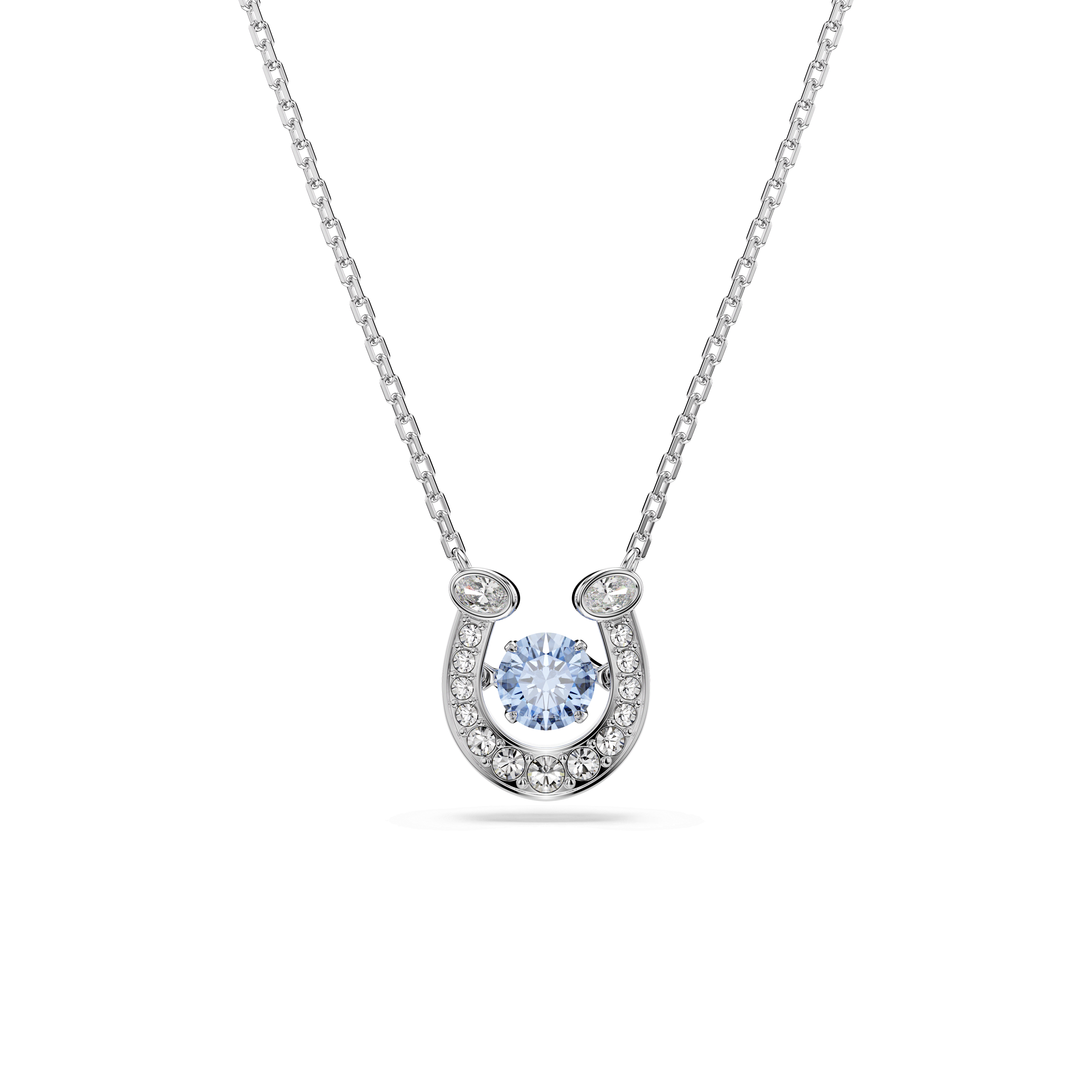 Swarovski Symbolica pendant, Round cut, Pavé, Horse shoe, Blue, Rhodium plated — article 5746562