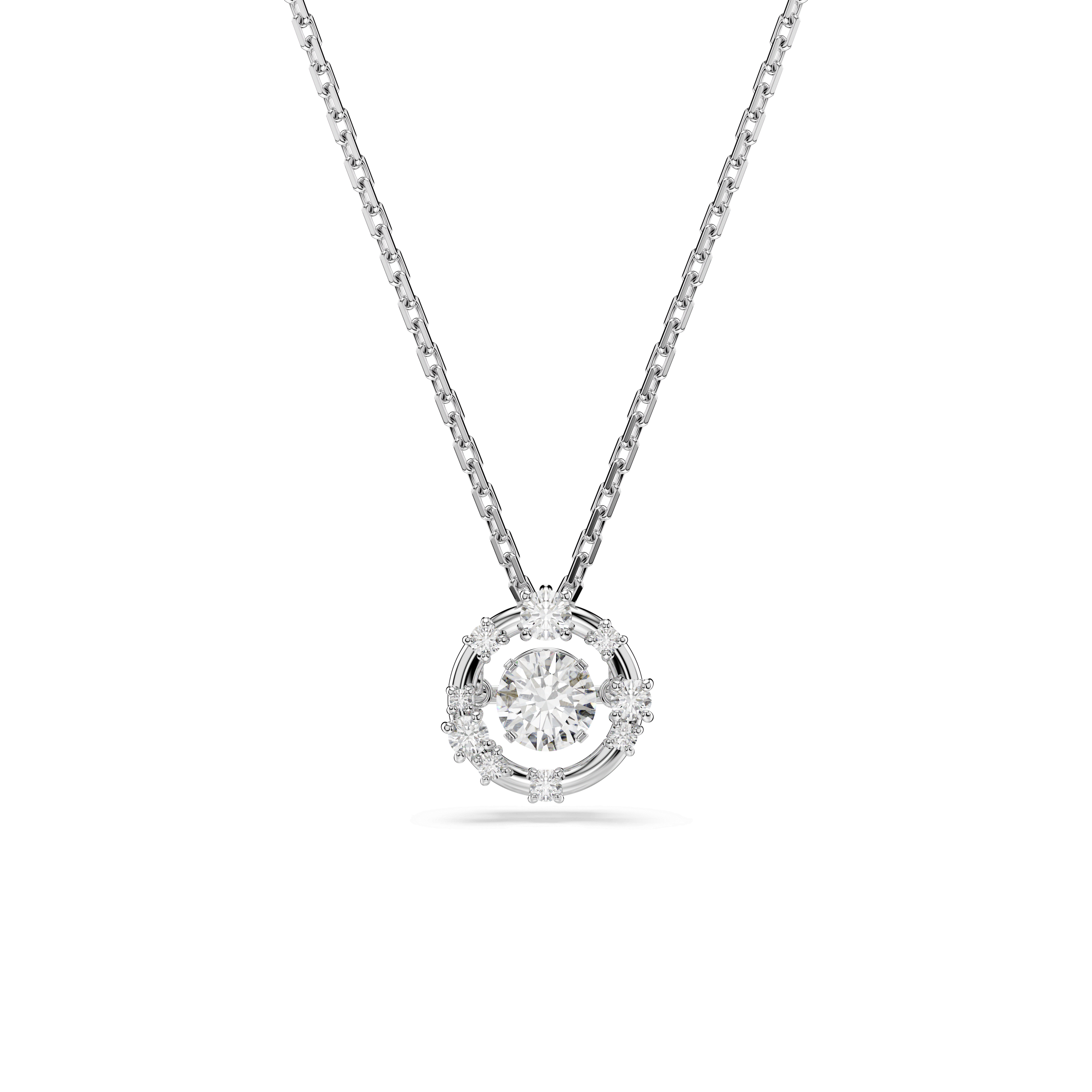 Swarovski Constella pendant, Round cut, Dancing stone, White, Rhodium plated — article 5747529