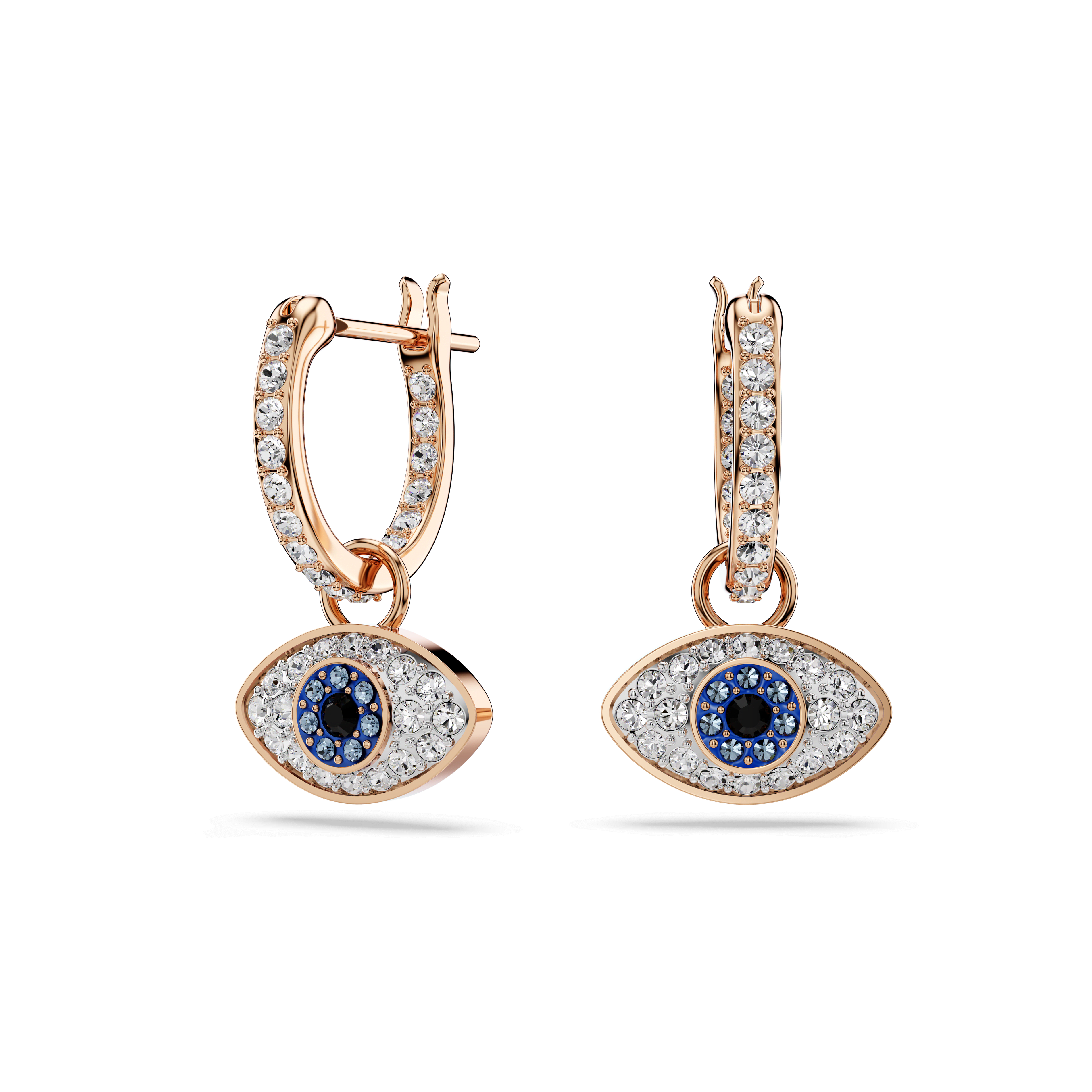 Swarovski Symbolica drop earrings, Eye, Multicolored, 18K rose gold finish — article 5747548