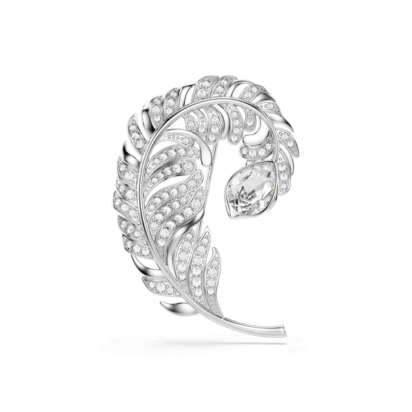 Idyllia brooch, Mixed cuts, Feather, Rhodium plated — article 5747549