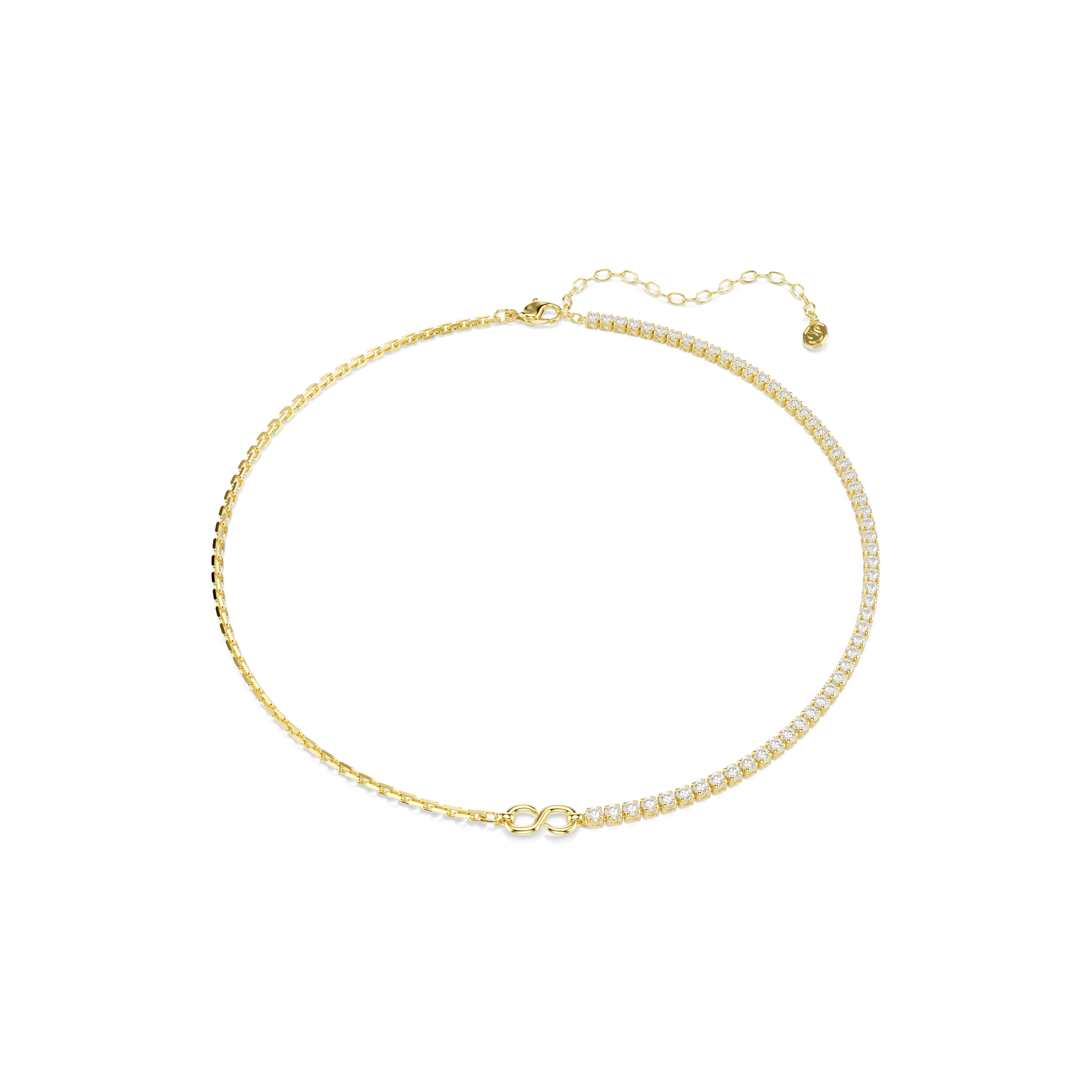 Swarovski Matrix necklace, Round cut, White, 18K gold finish — article 5747717