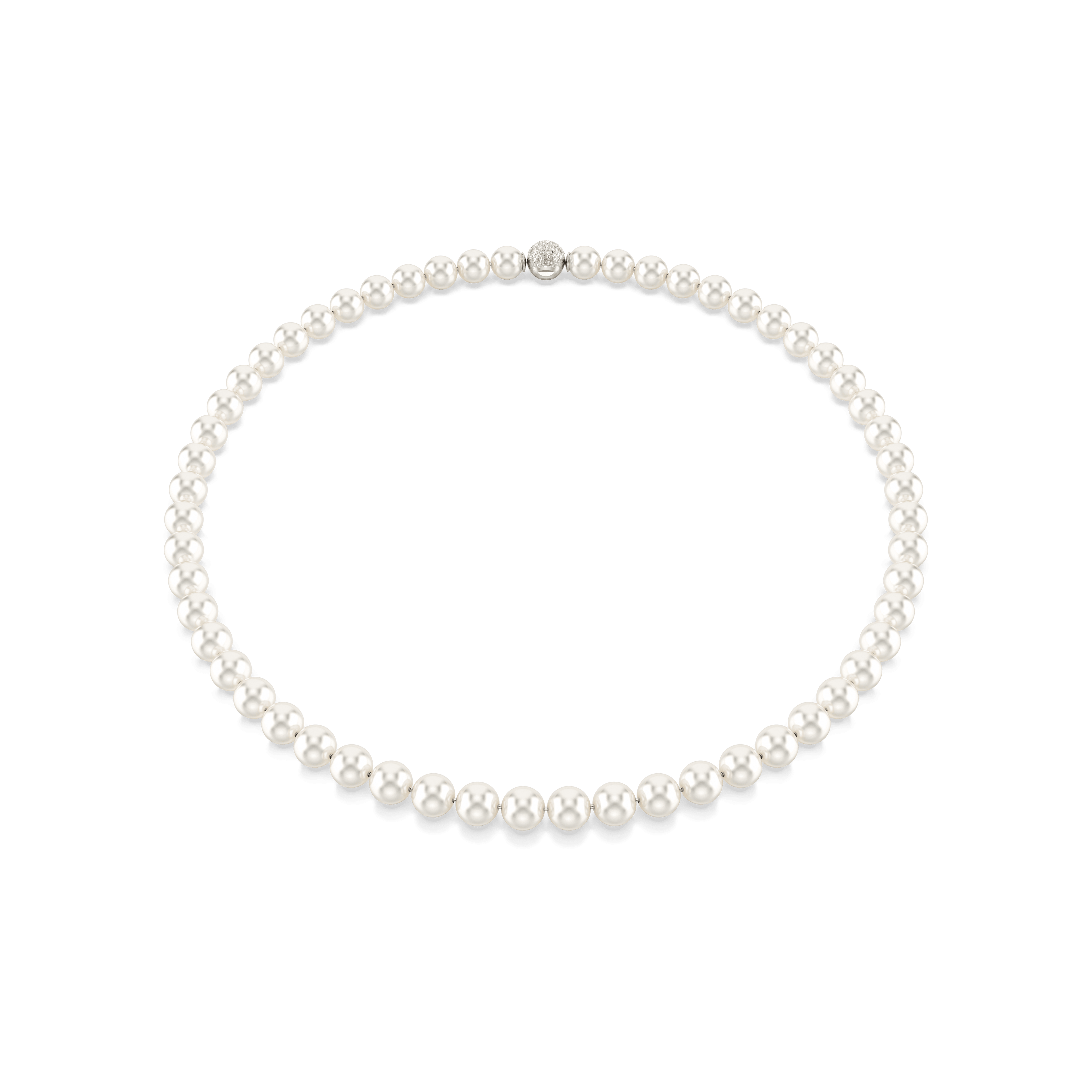 Swarovski Matrix necklace, Crystal pearl, White, Rhodium plated — article 5747746