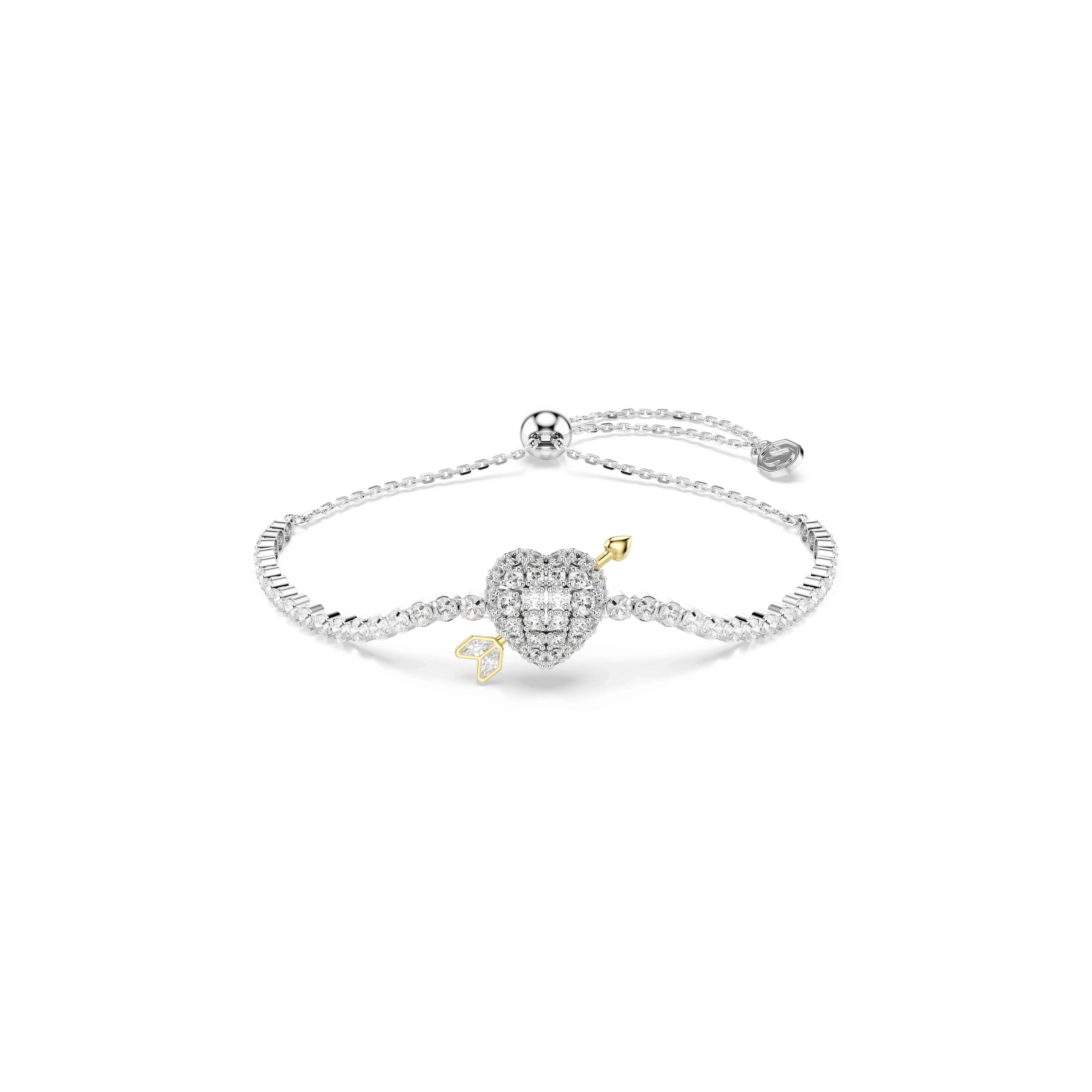 Swarovski Idyllia bracelet, Mixed cuts, Heart with arrow, White, Rhodium plated — article 5747828