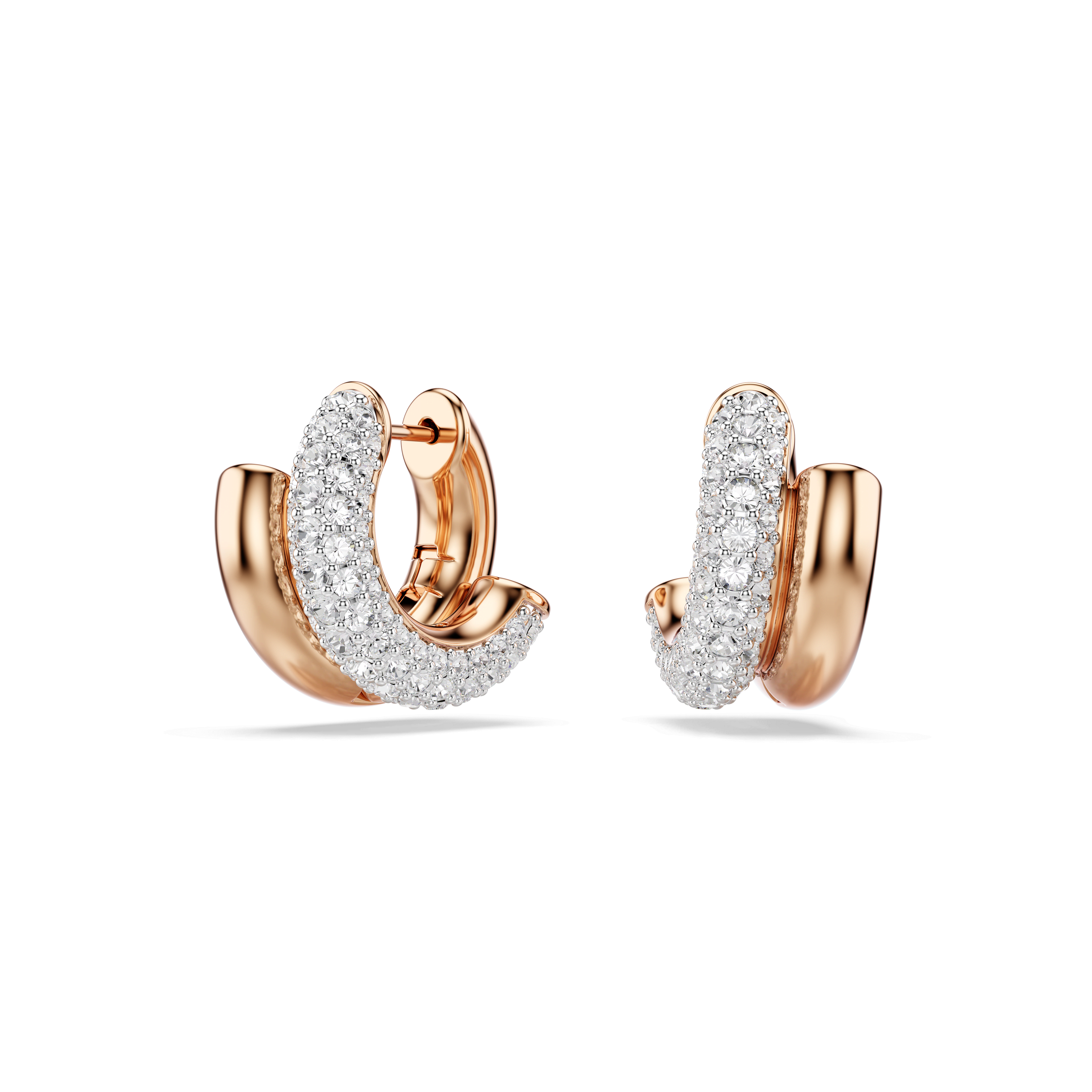 Swarovski Dextera hoop earrings, Round cut, Mini, White, 18K rose gold finish — article 5747831