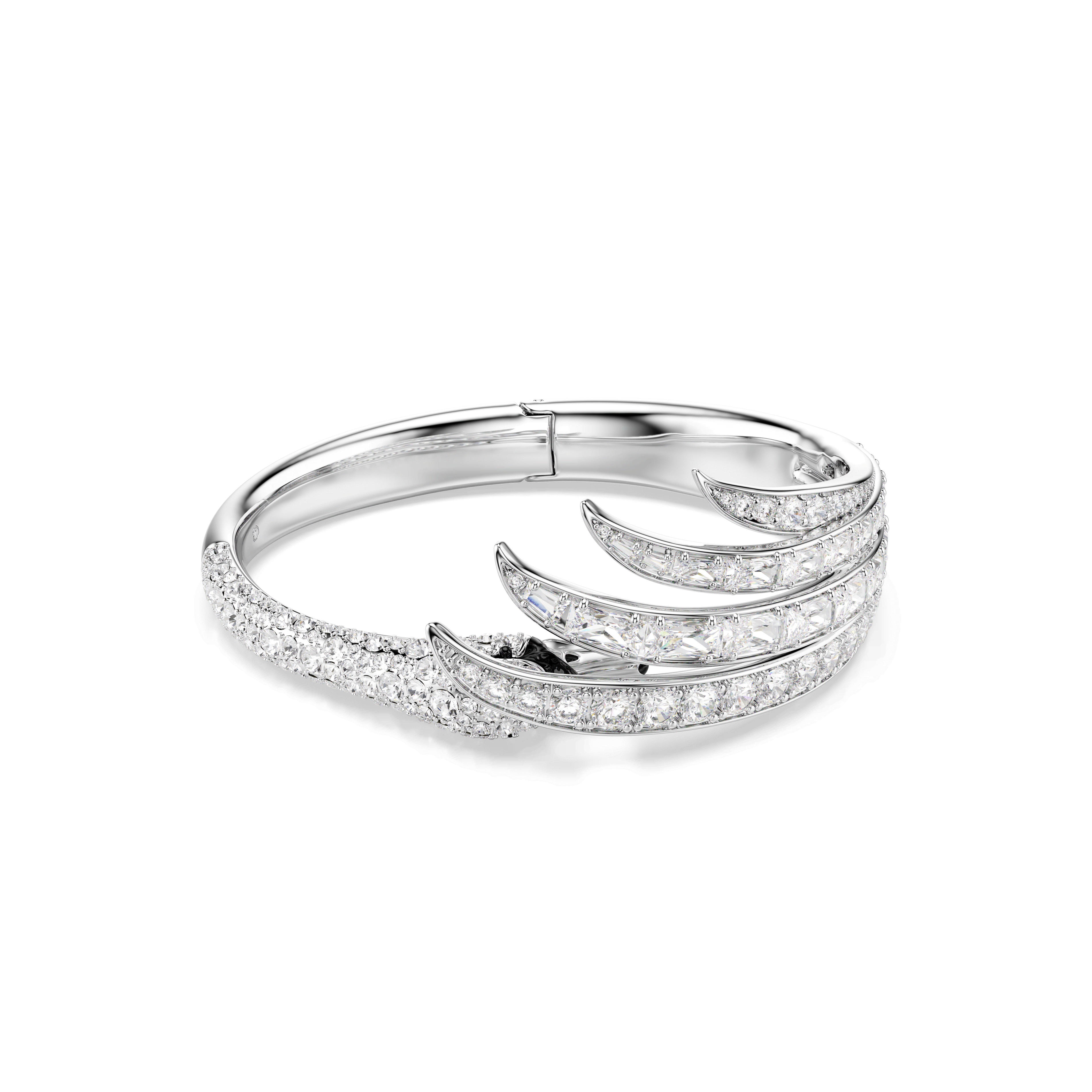 Swarovski Vienna bangle, Mixed cuts, Swan, White, Rhodium plated — article 5749066