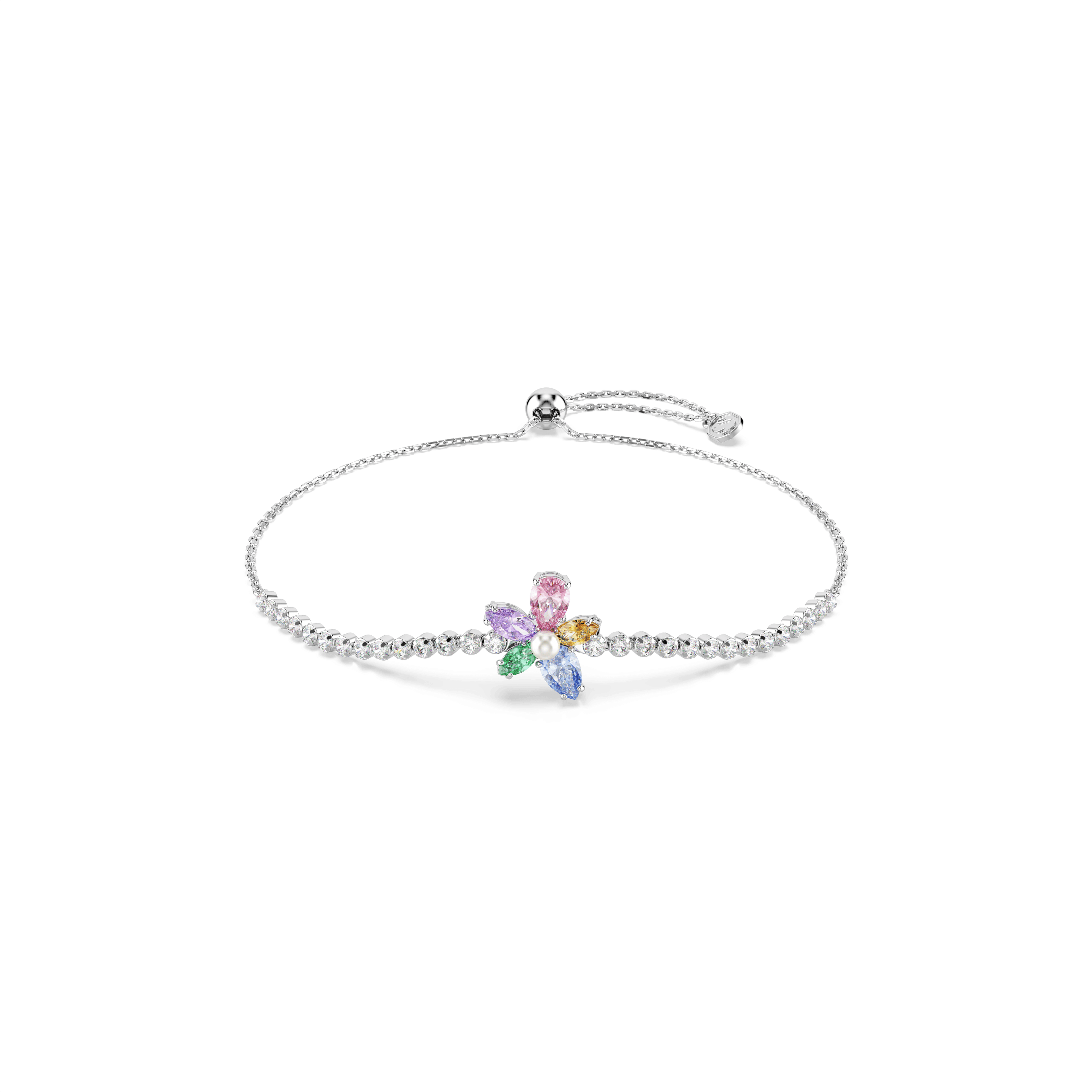 Swarovski Ariana Grande x Swarovski bracelet, Mixed cuts, Flower, Multicolored, Rhodium plated — article 5749187