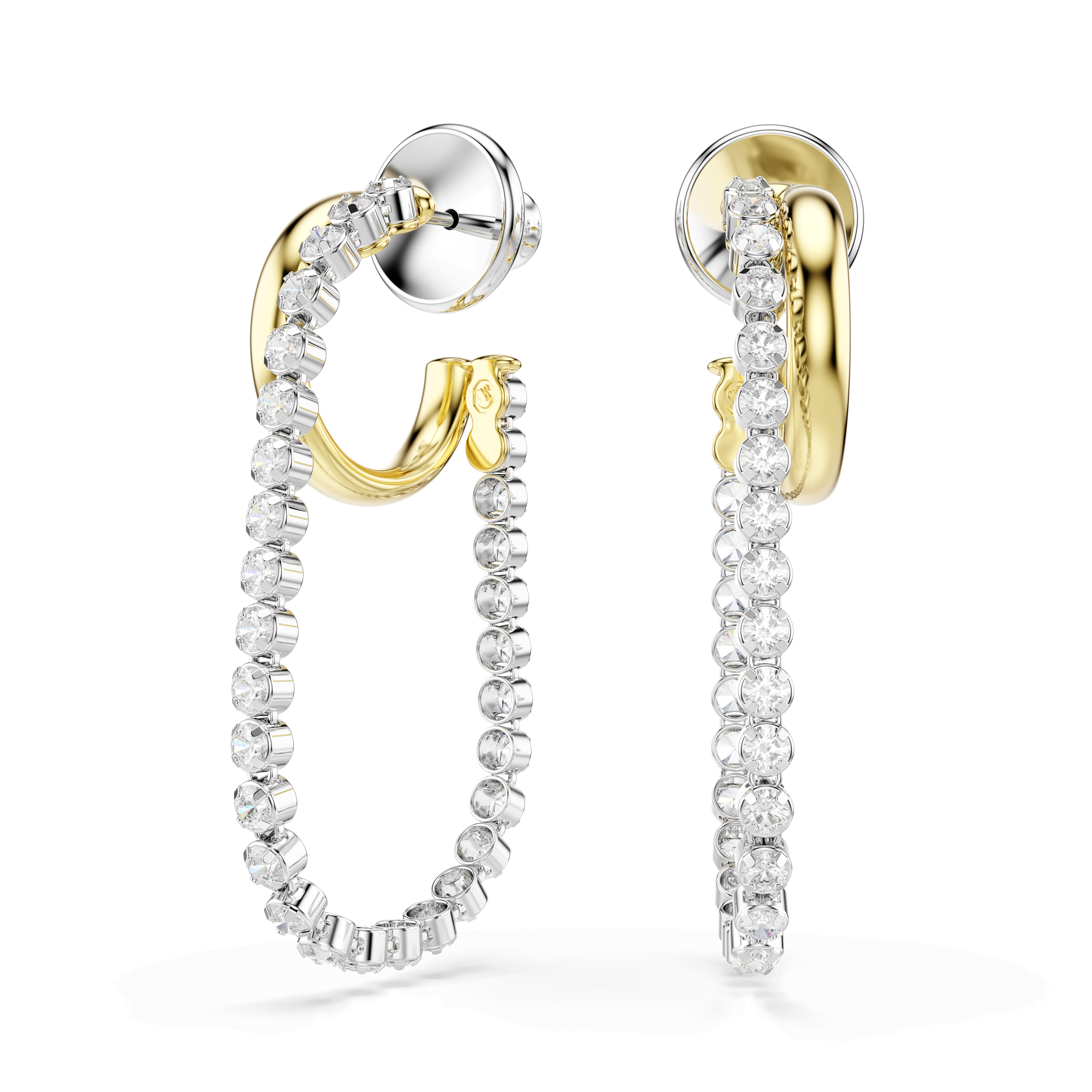 Swarovski Hyperbola earrings, Round cut, White, Mixed metal finish — article 5749366