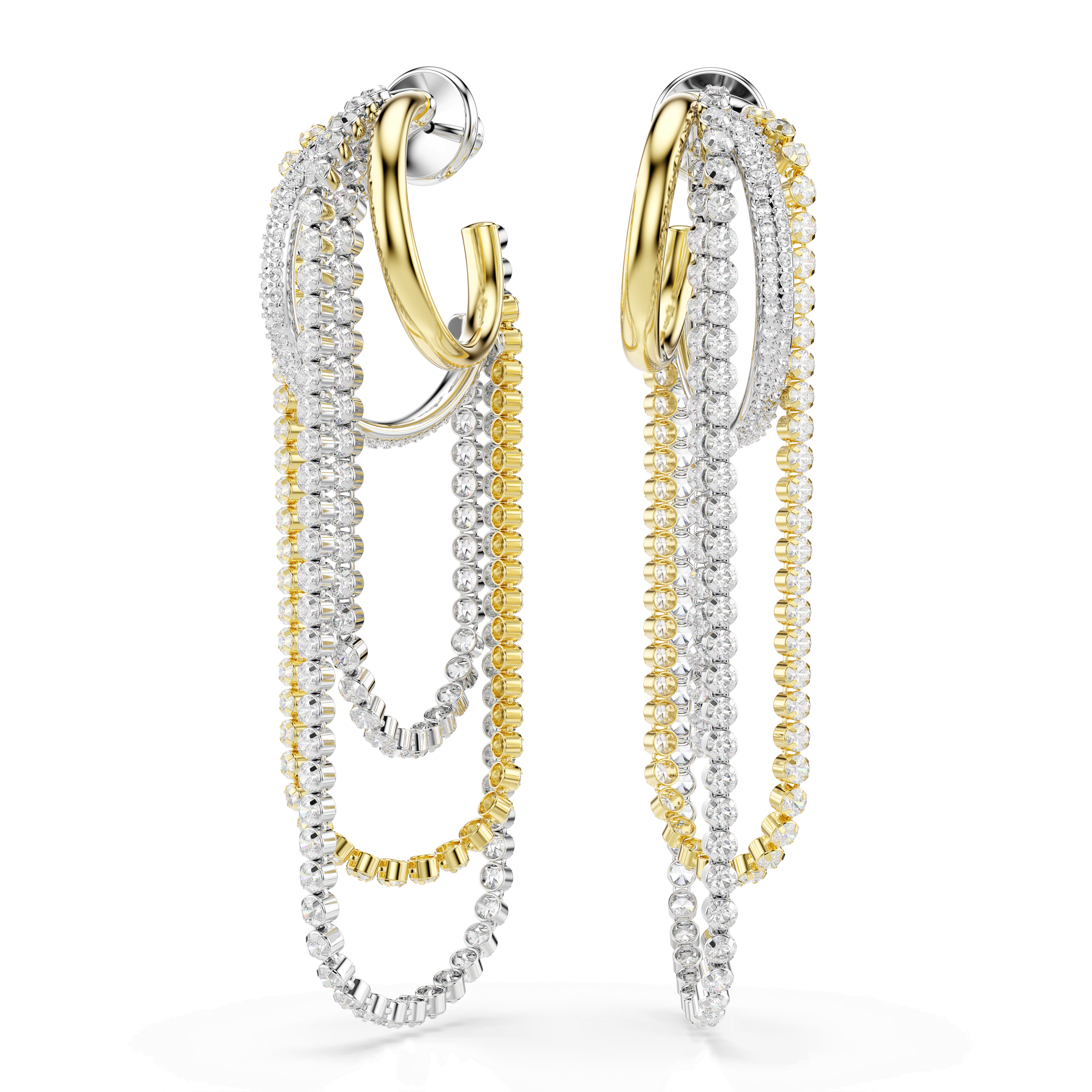 Swarovski Hyperbola earrings, Layered, Round cut, White, Mixed metal finish — article 5749368