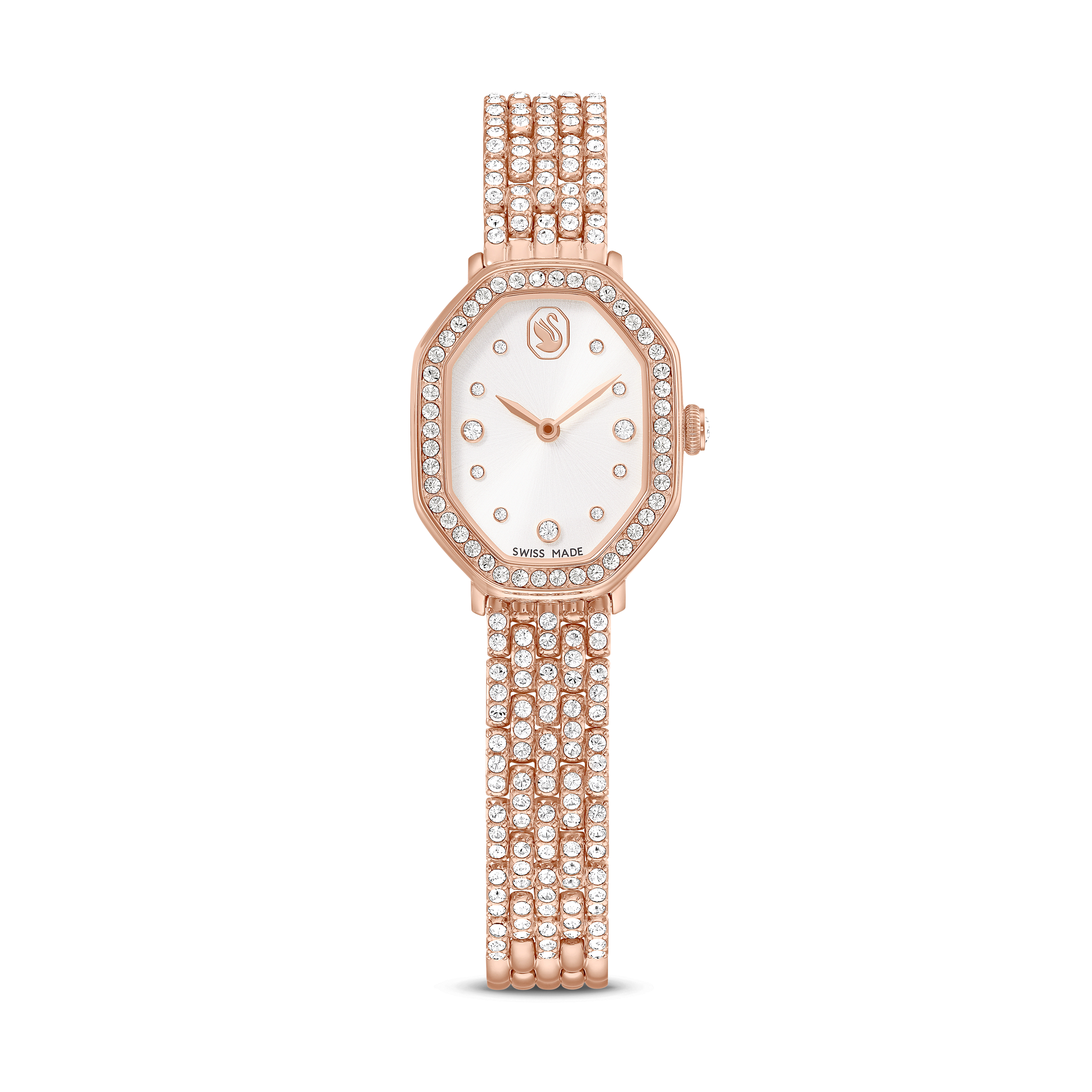 Swarovski Dextera octagon watch, Swiss Made, Metal bracelet, Rose gold tone, Rose gold-tone finish — article 5749449