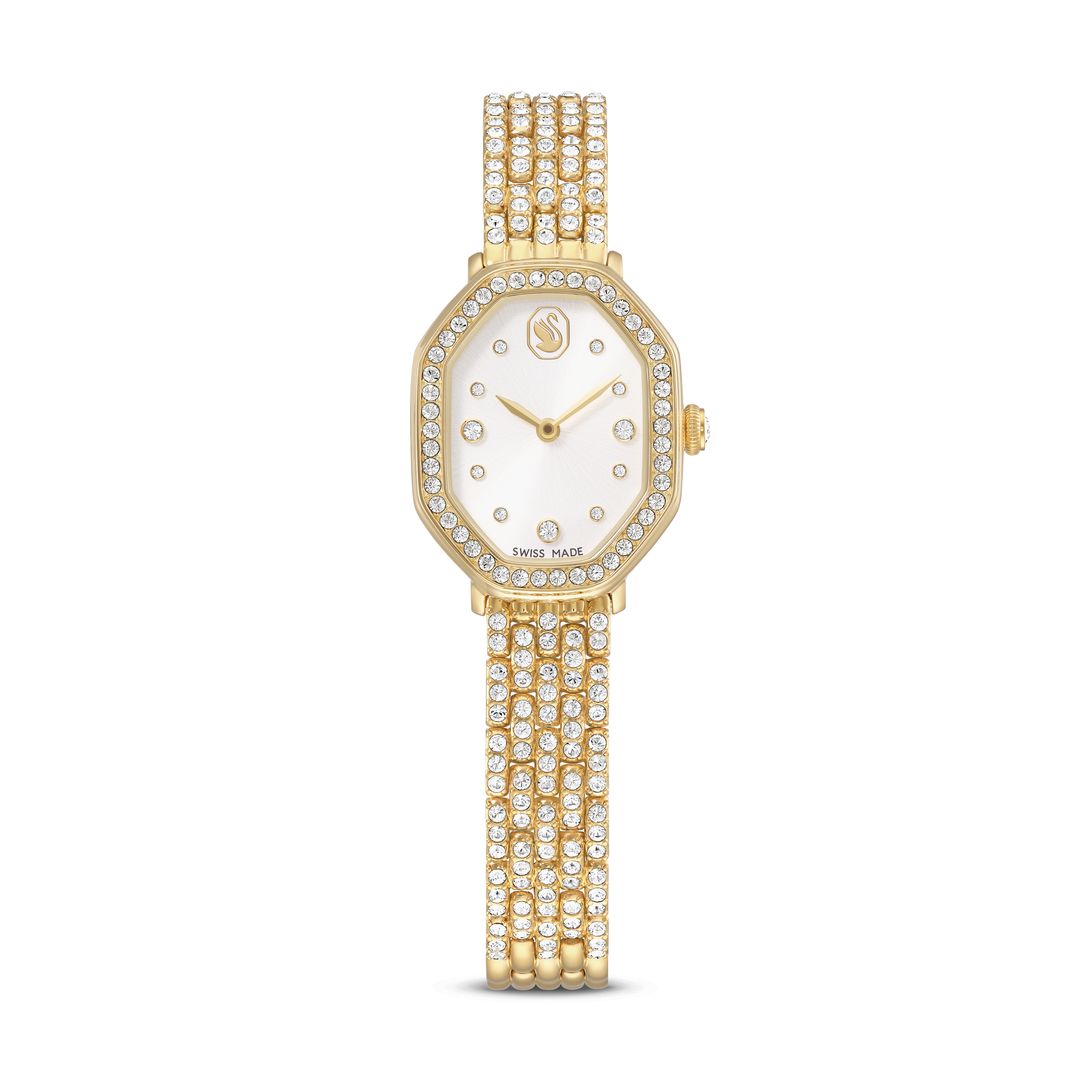 Swarovski Dextera octagon watch, Swiss Made, Metal bracelet, Gold tone, Gold-tone finish — article 5749453