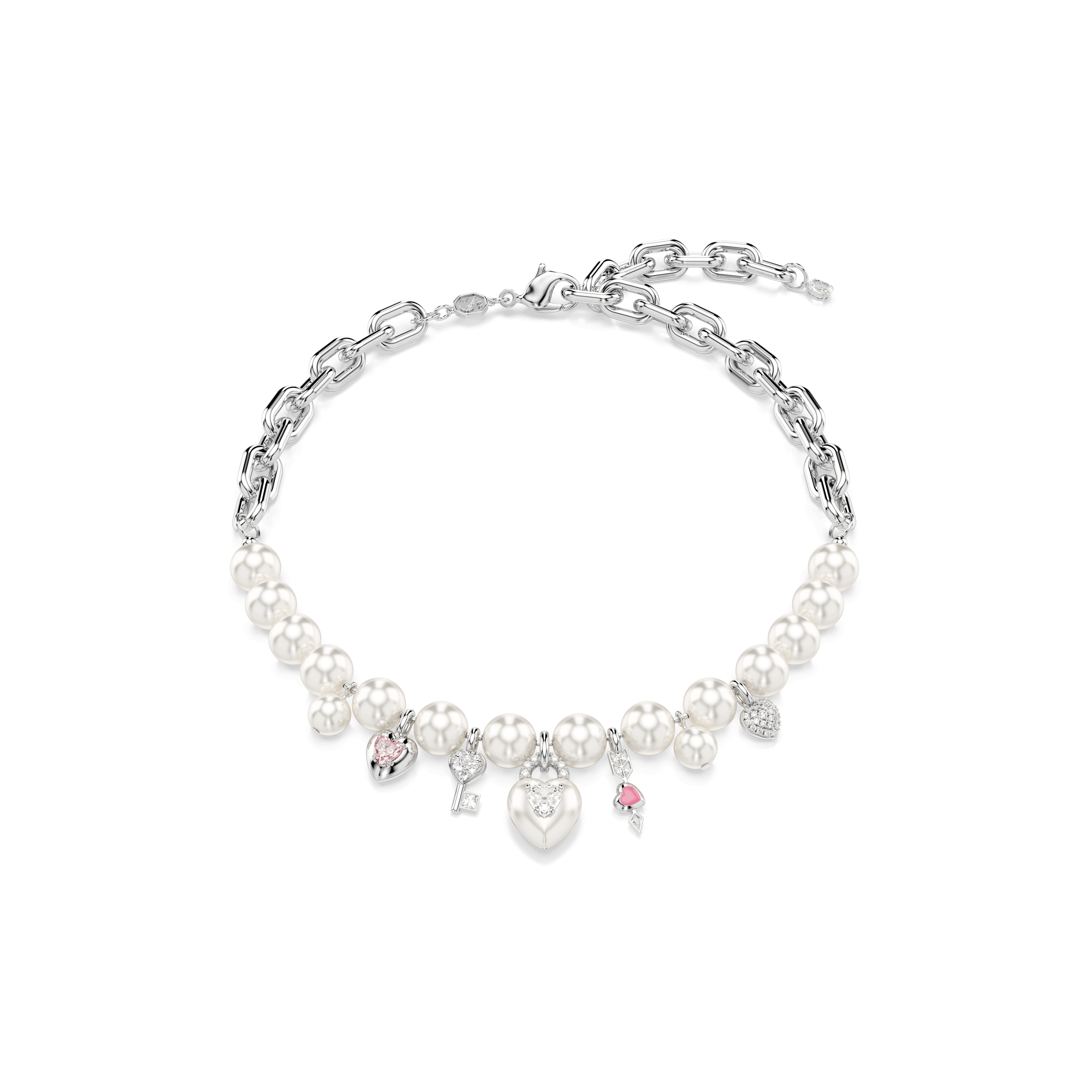 Swarovski Idyllia necklace, Crystal pearl, Mixed cuts, White, Rhodium plated — article 5749601