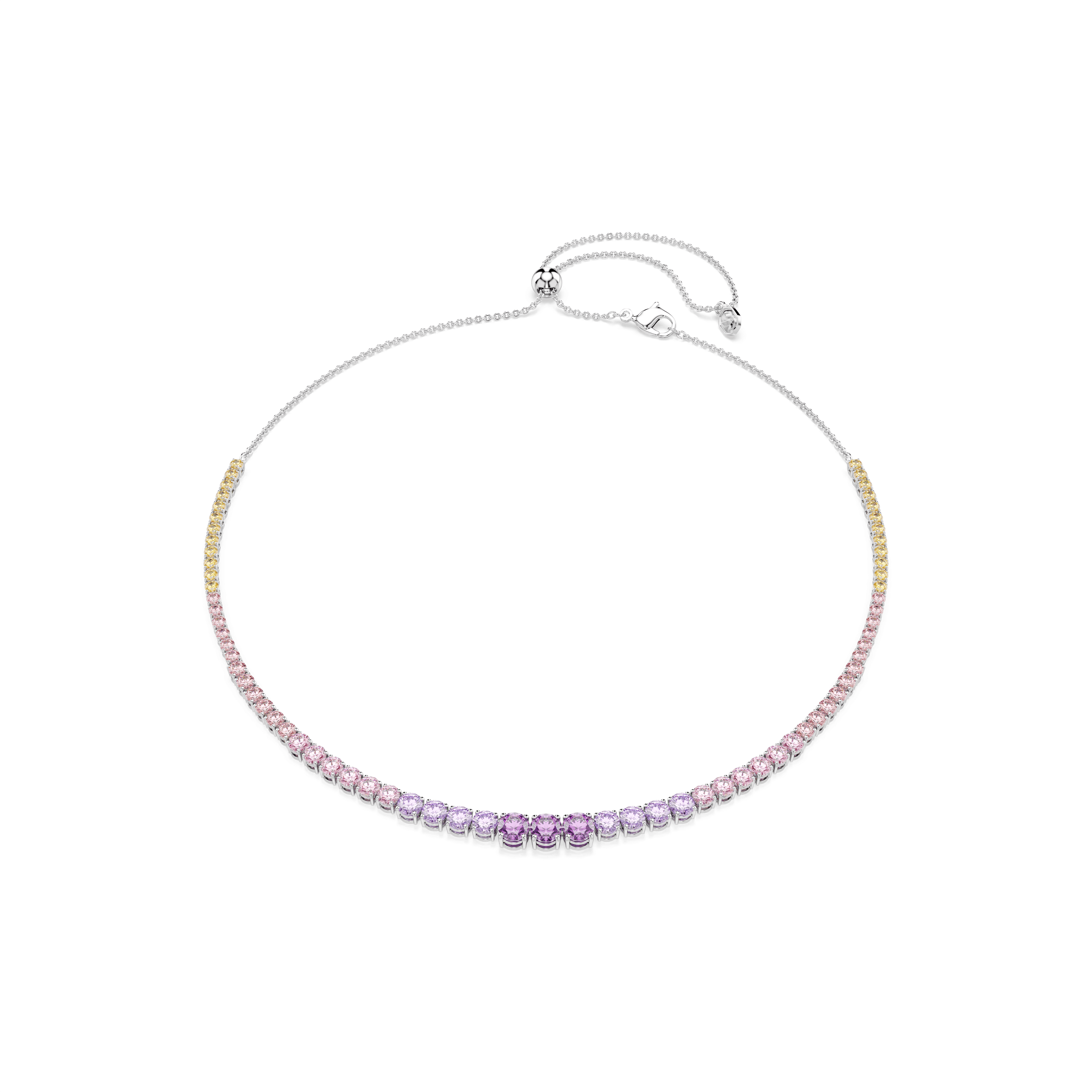 Swarovski Matrix necklace, Gradient of round cuts, Multicolored, Rhodium plated — article 5751196