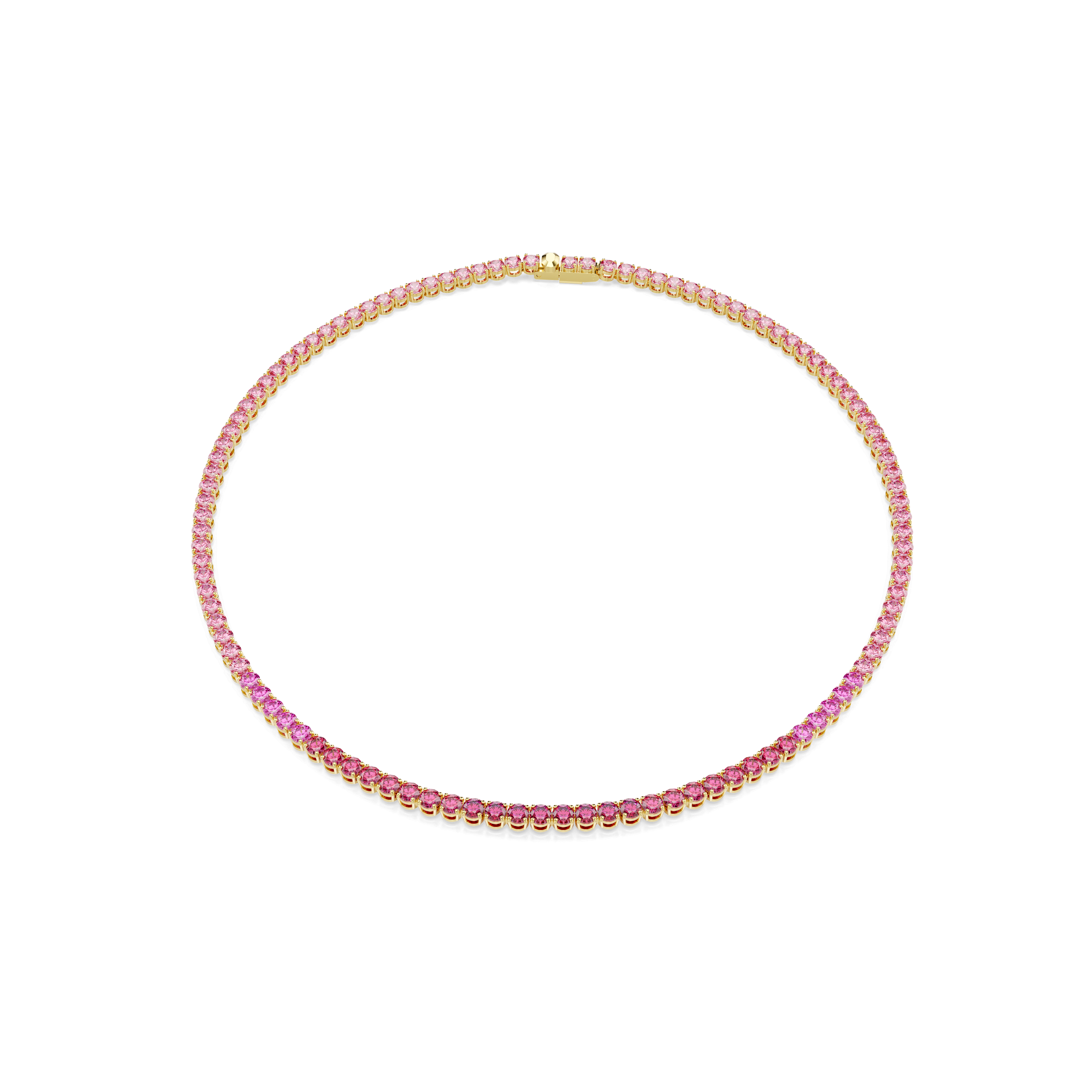 Swarovski Matrix Tennis necklace, Round cut, Pink, 18K gold finish — article 5751762