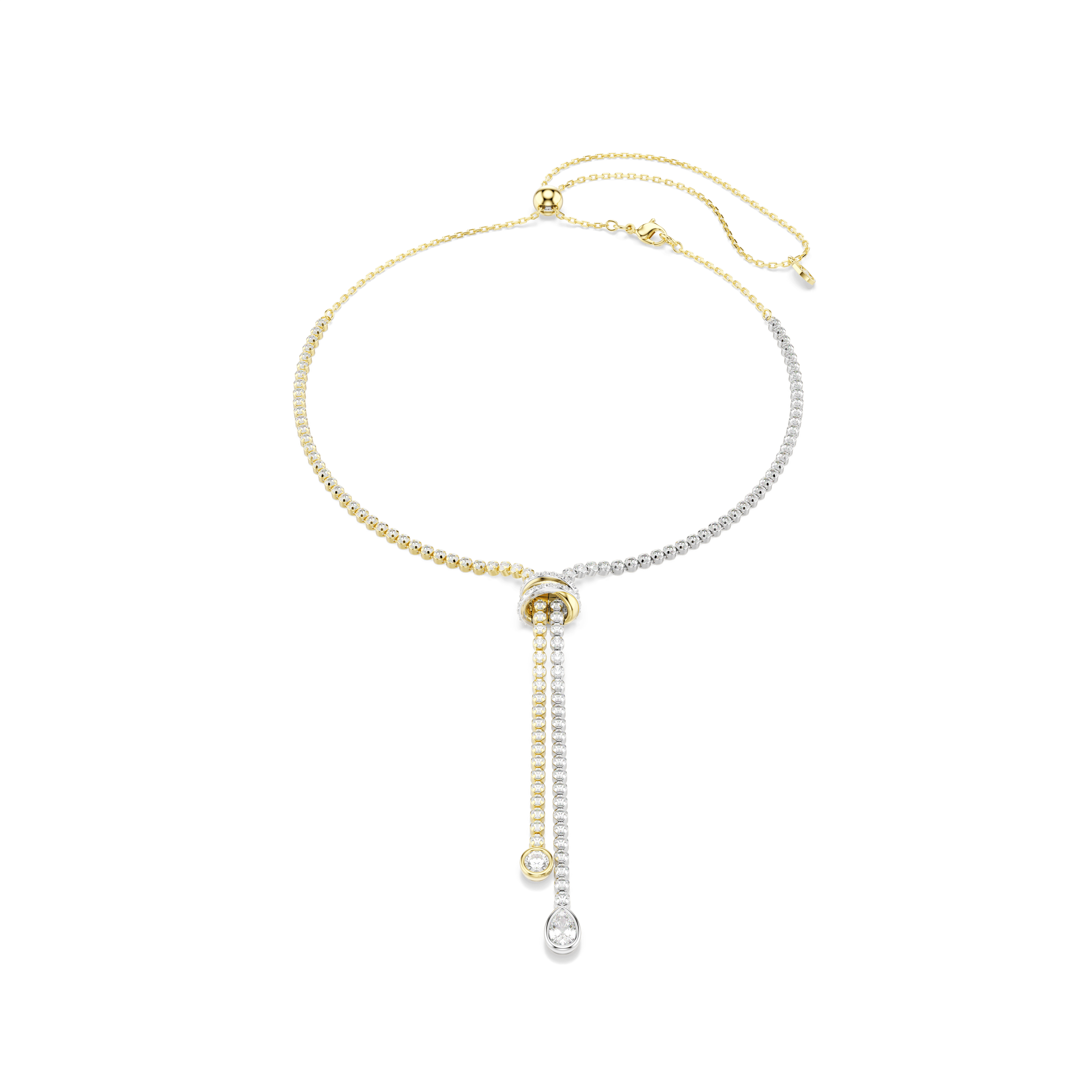Swarovski Hyperbola Y necklace, Round cut, Knot, White, Mixed metal finish — article 5752854