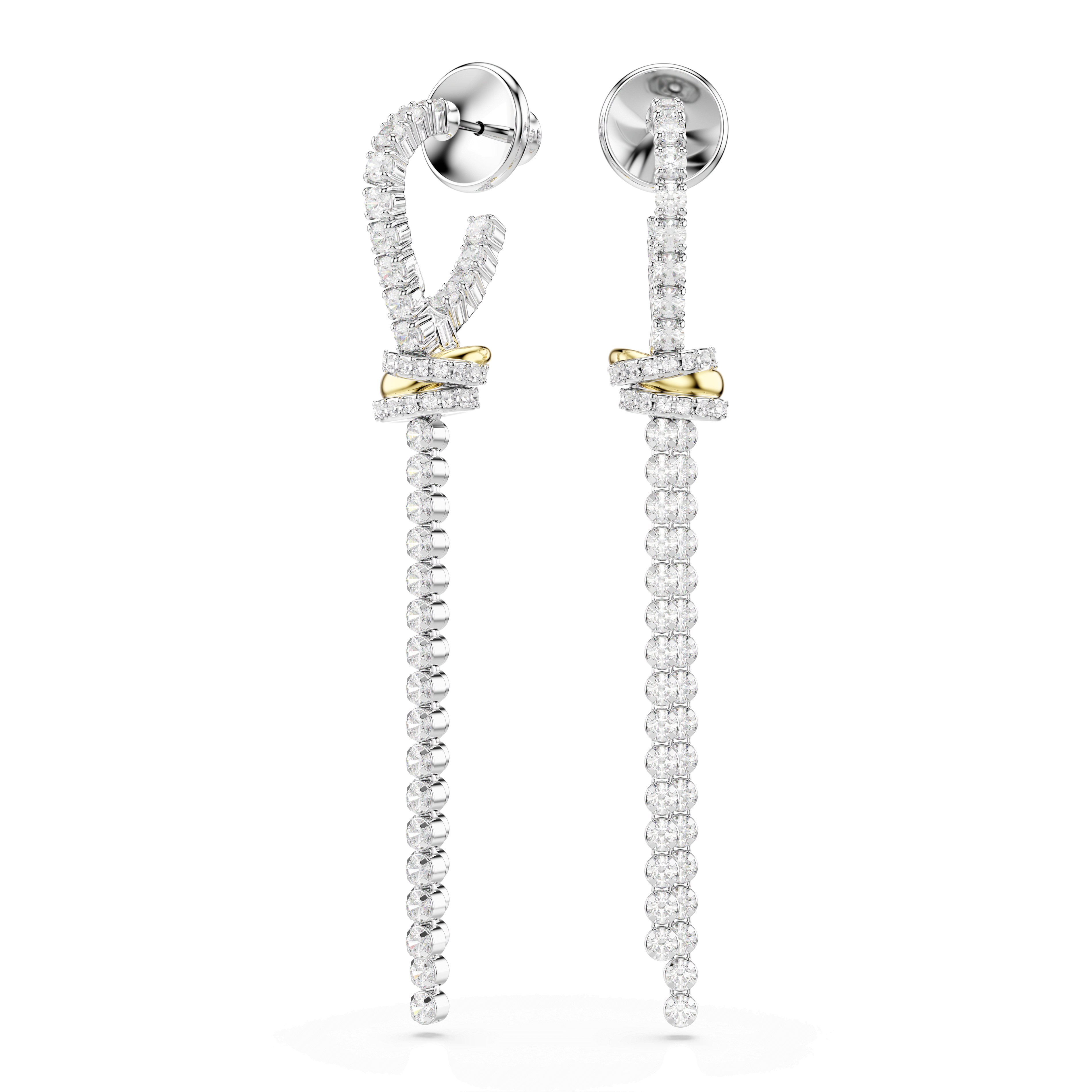 Swarovski Hyperbola drop earrings, Round cut, Knot, White, Mixed metal finish — article 5752866