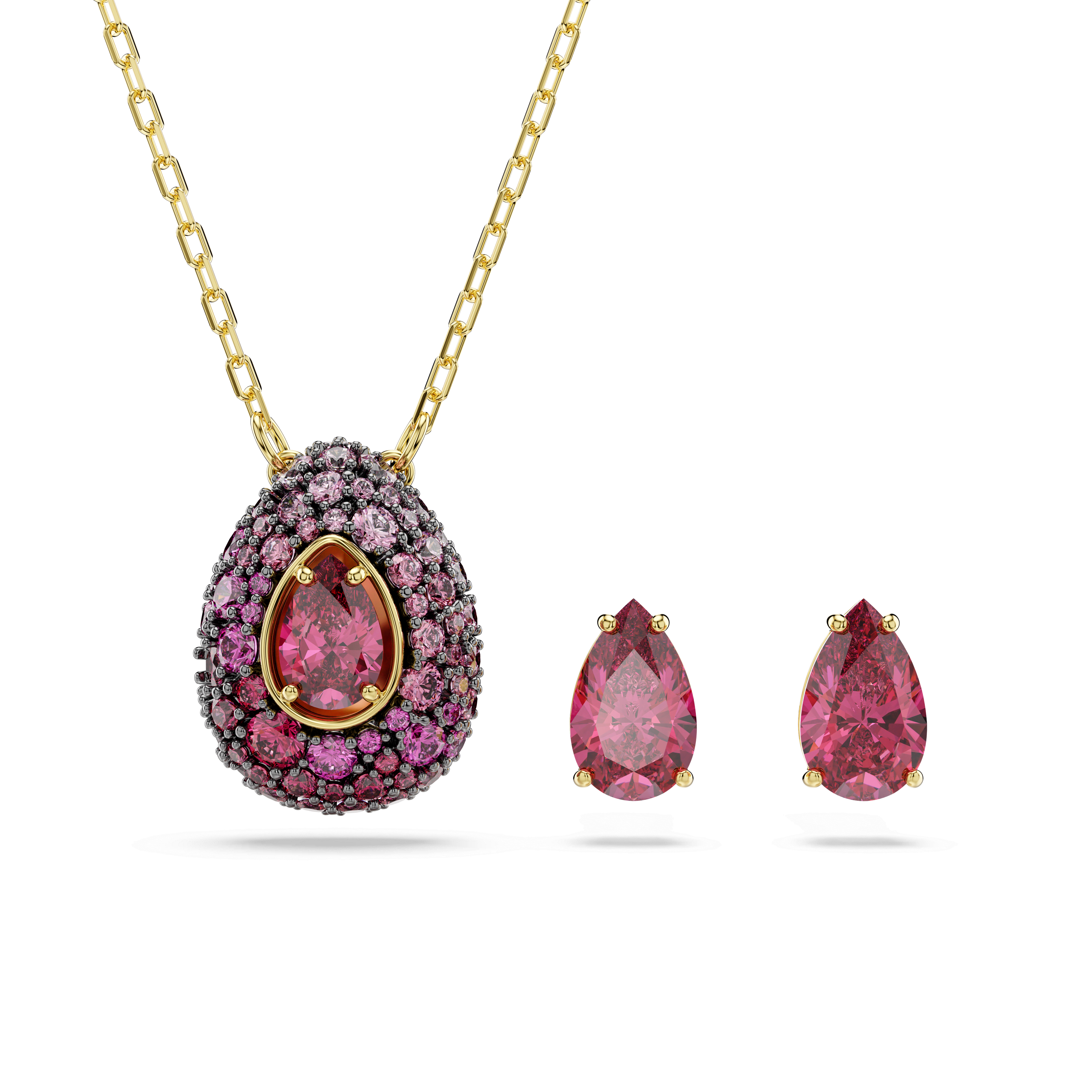 Swarovski Sublima set, Set (2), Pear cut, Red, 18K gold finish — article 5752883