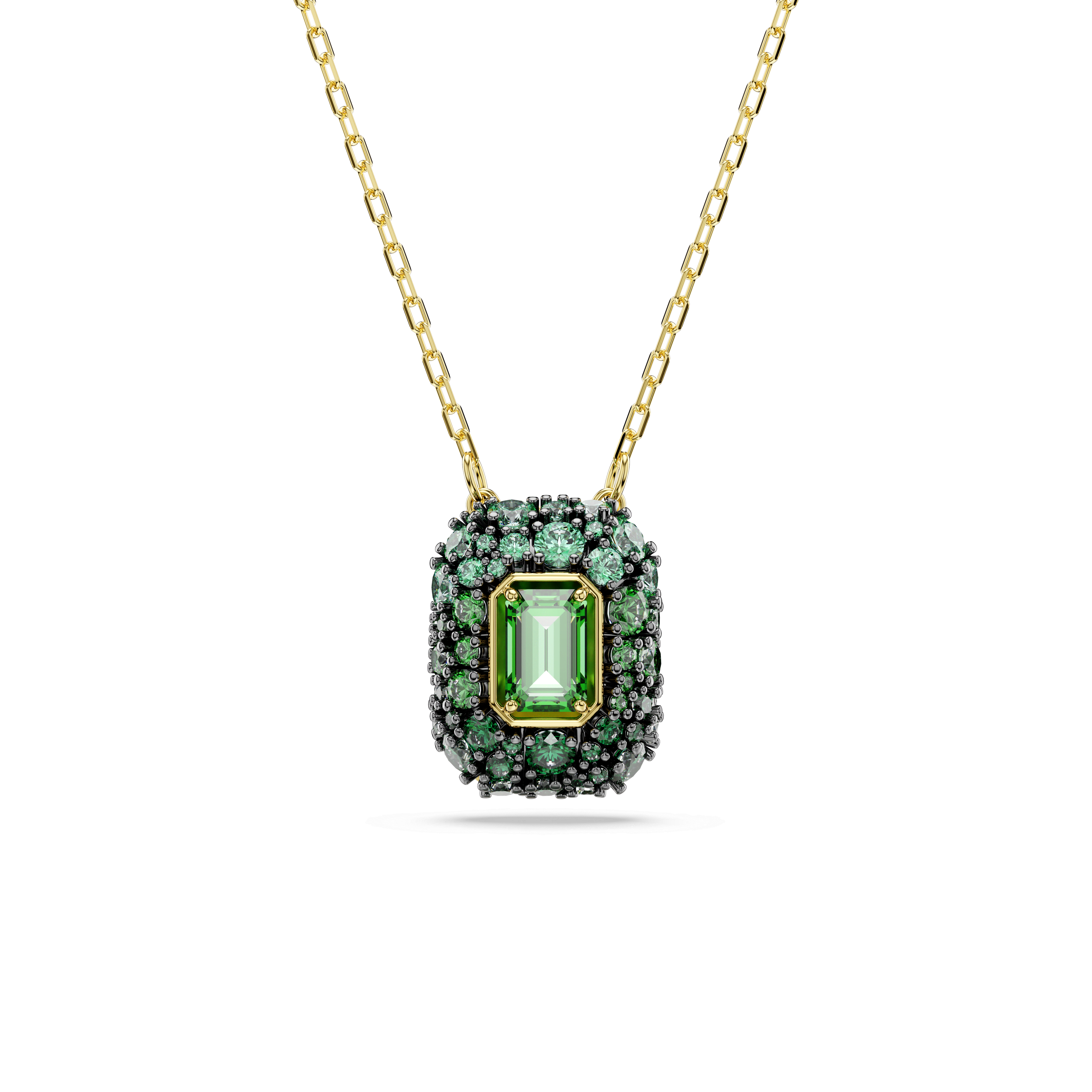 Swarovski Sublima pendant, Octagon cut, Green, 18K gold finish — article 5752884