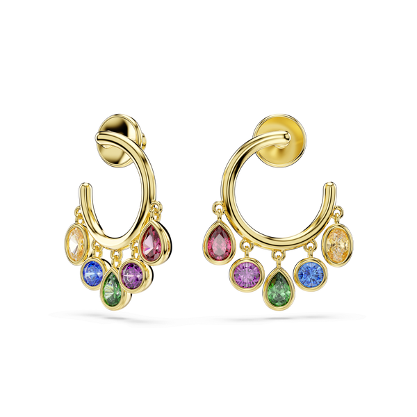 Imber hoop earrings, Mixed cuts, Multicolored, 18K gold finish — article 5753263