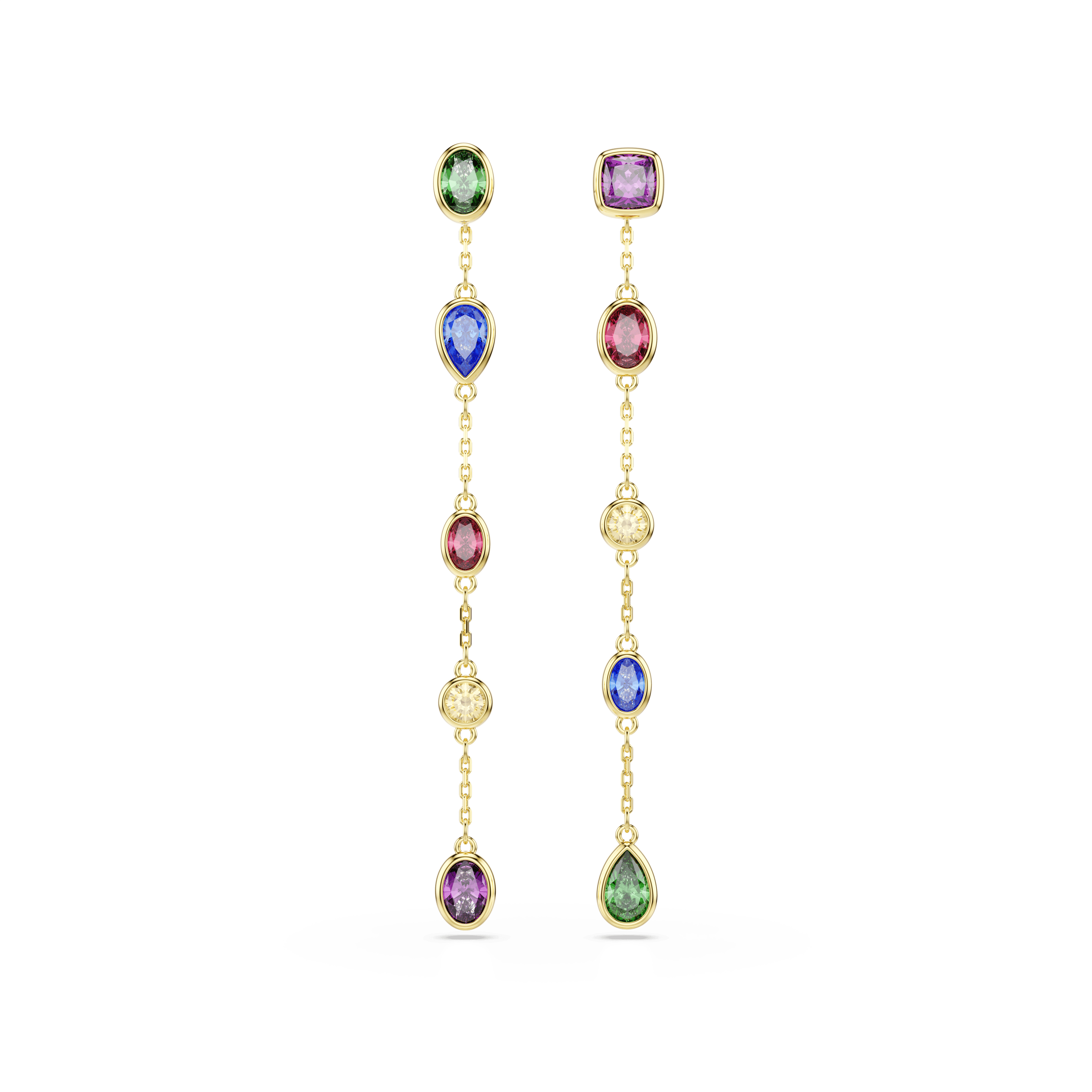 Swarovski Imber drop earrings, Mixed cuts, Multicolored, 18K gold finish — article 5753289
