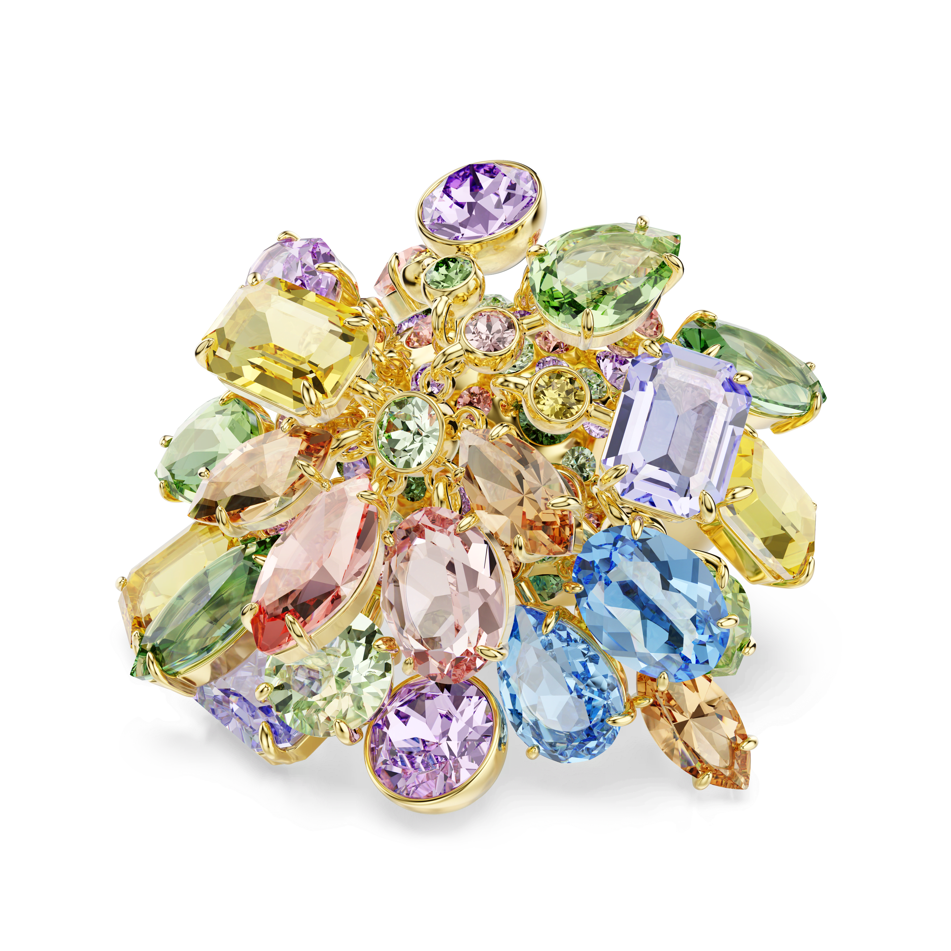 Swarovski Gema cocktail ring, Mixed cuts, Multicolored, 18K gold finish — article 5753504