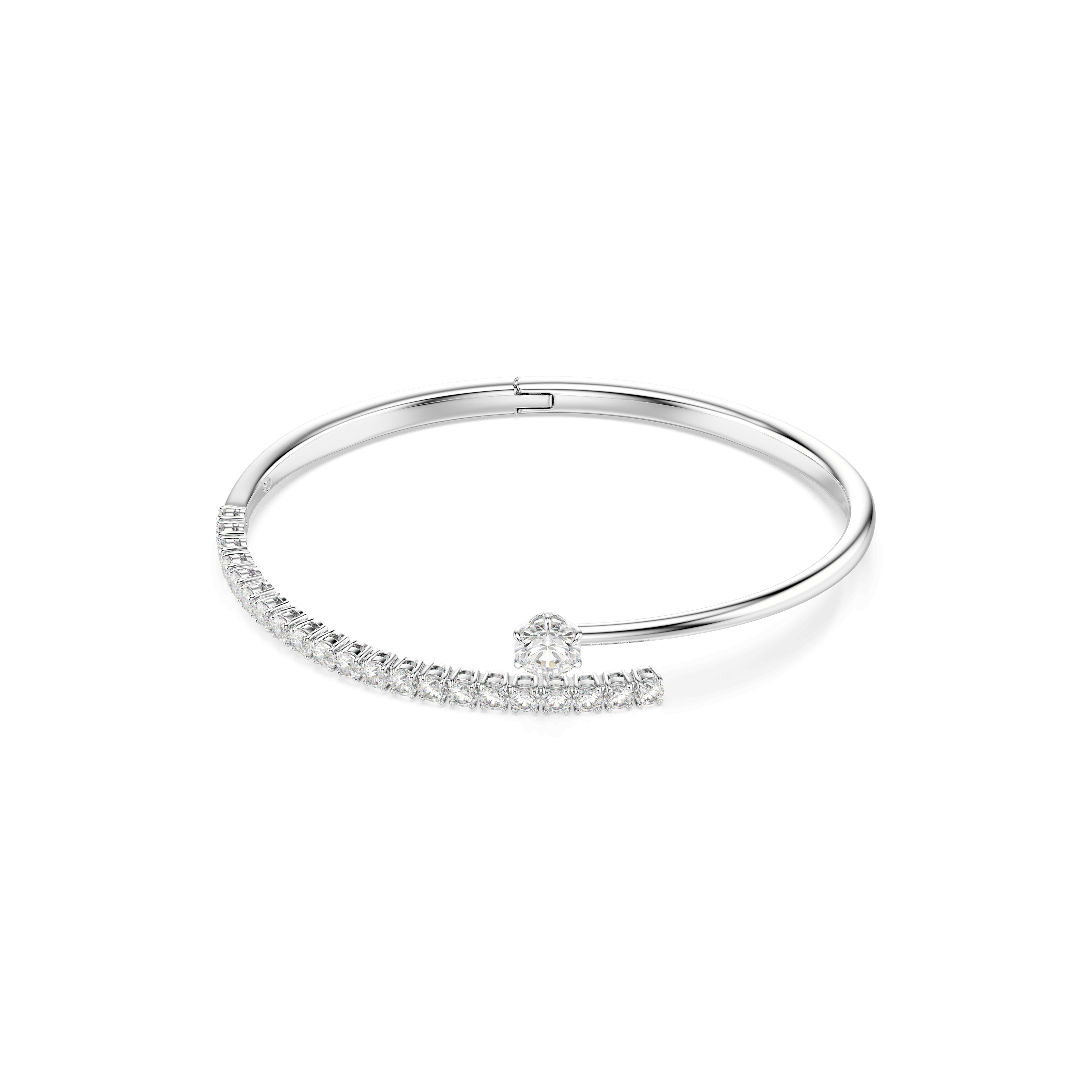 Swarovski Matrix bangle, Round cut, White, Rhodium plated — article 5753569