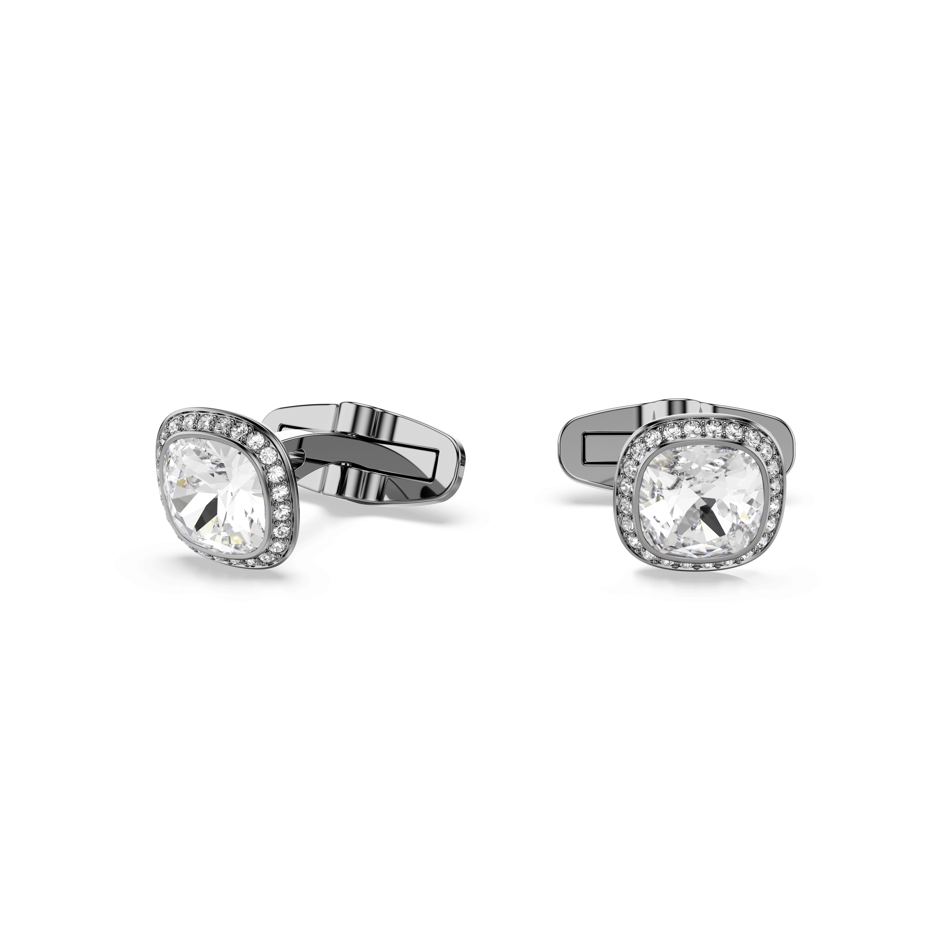 Swarovski Una Angelic cufflinks, Cushion cut, White, Ruthenium plated — article 5753937