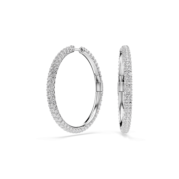 Dextera hoop earrings, Round cut, White, Rhodium plated — article 5754156