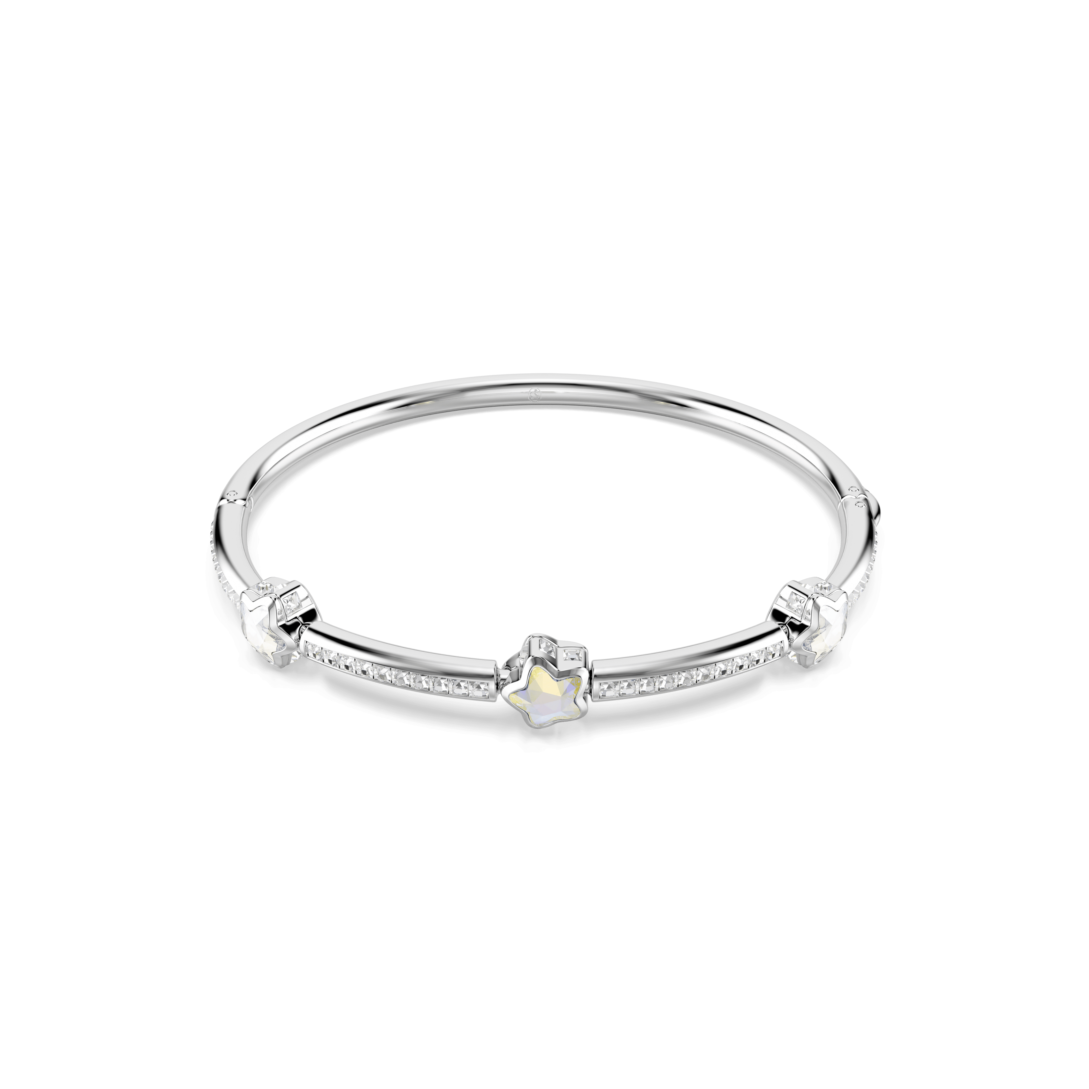 Swarovski Chroma bangle, Mixed cuts, Star, White, Rhodium plated — article 5754180