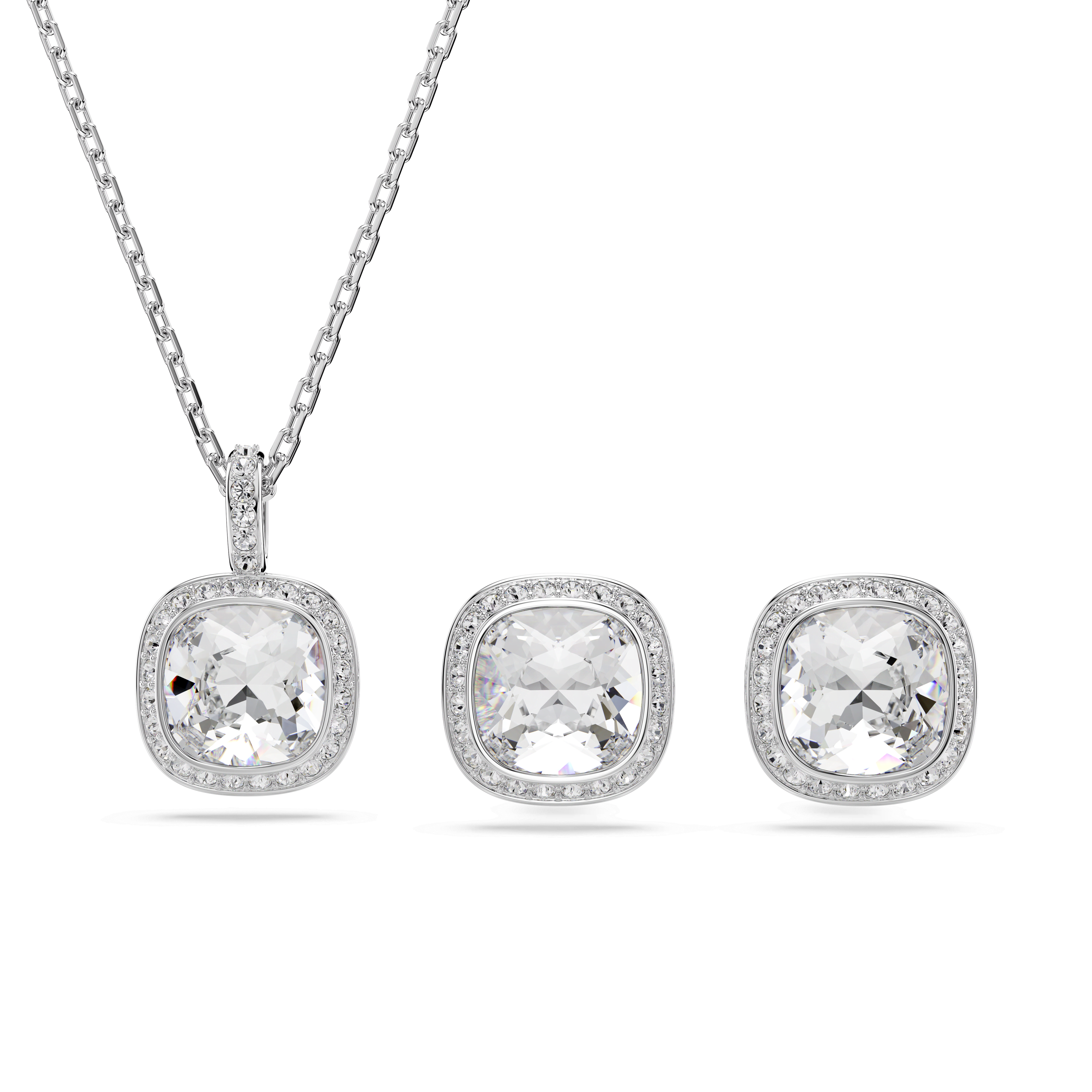 Swarovski Una Angelic set, Cushion cut, White, Rhodium plated — article 5754343
