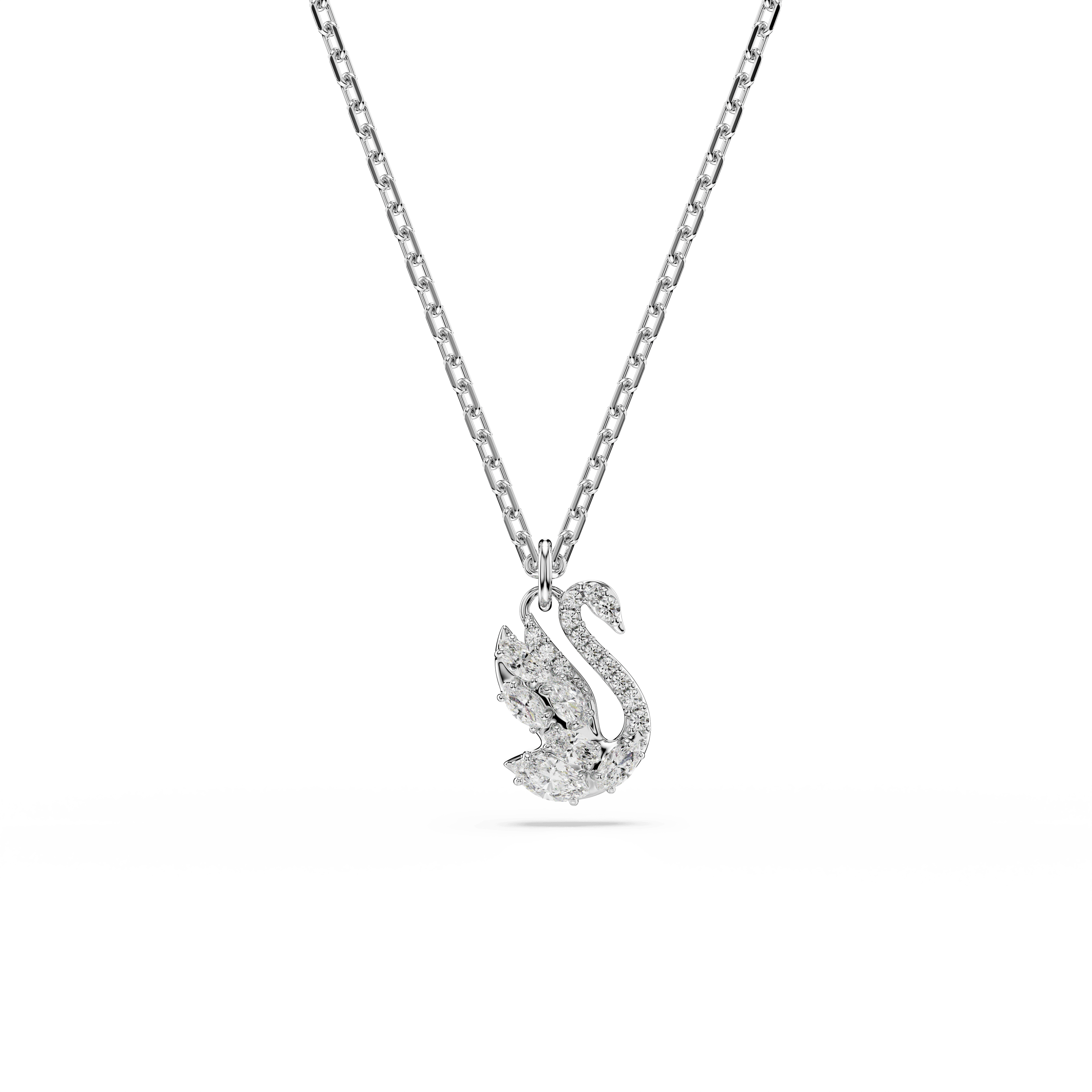 Swarovski Swan pendant, Mixed cuts, Swan, White, Rhodium plated — article 5754347