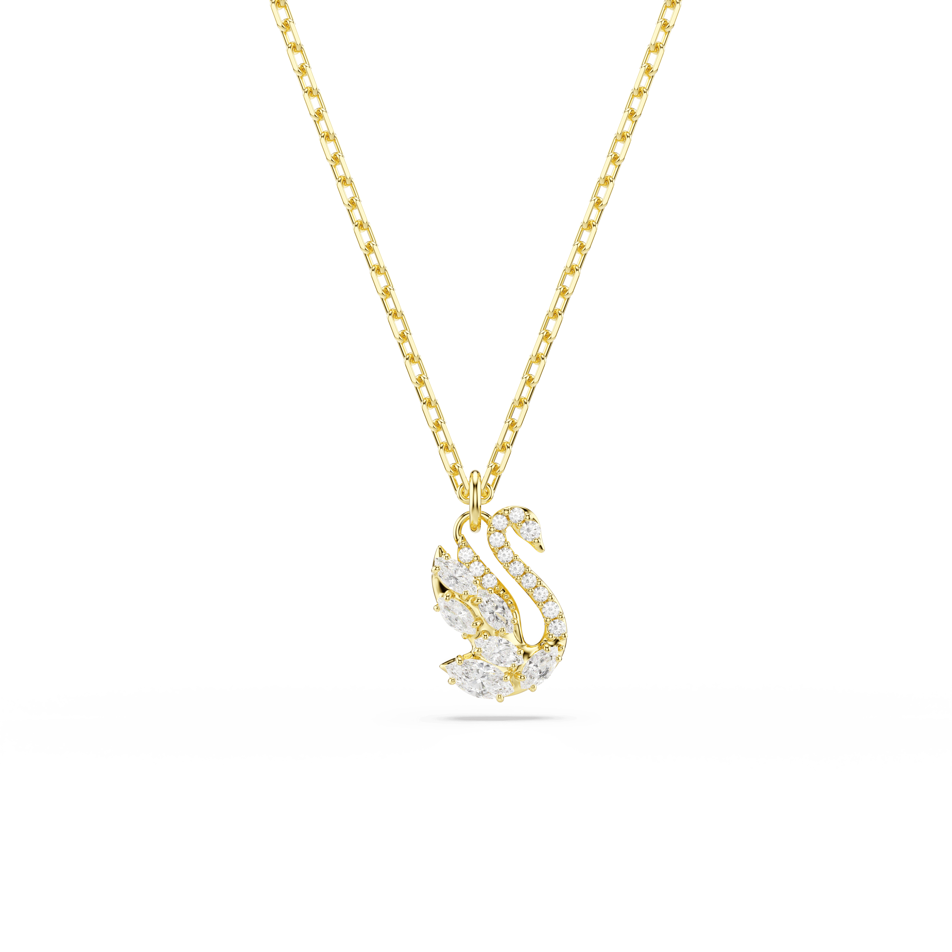 Swarovski Swan pendant, Mixed cuts, Swan, White, 18K gold finish — article 5754626