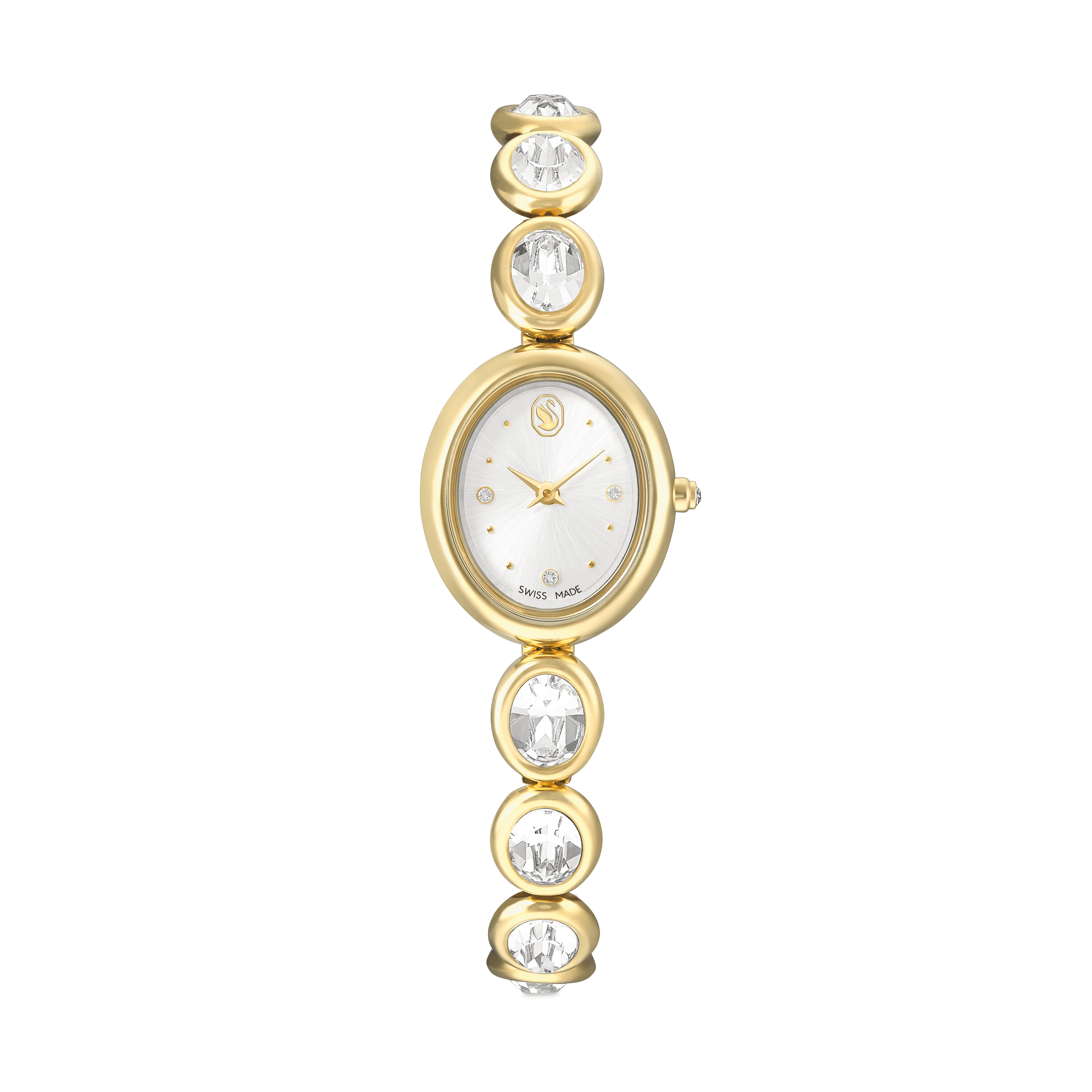 Swarovski Imber oval watch, Swiss Made, Metal bracelet, Gold tone, Gold-tone finish — article 5754812