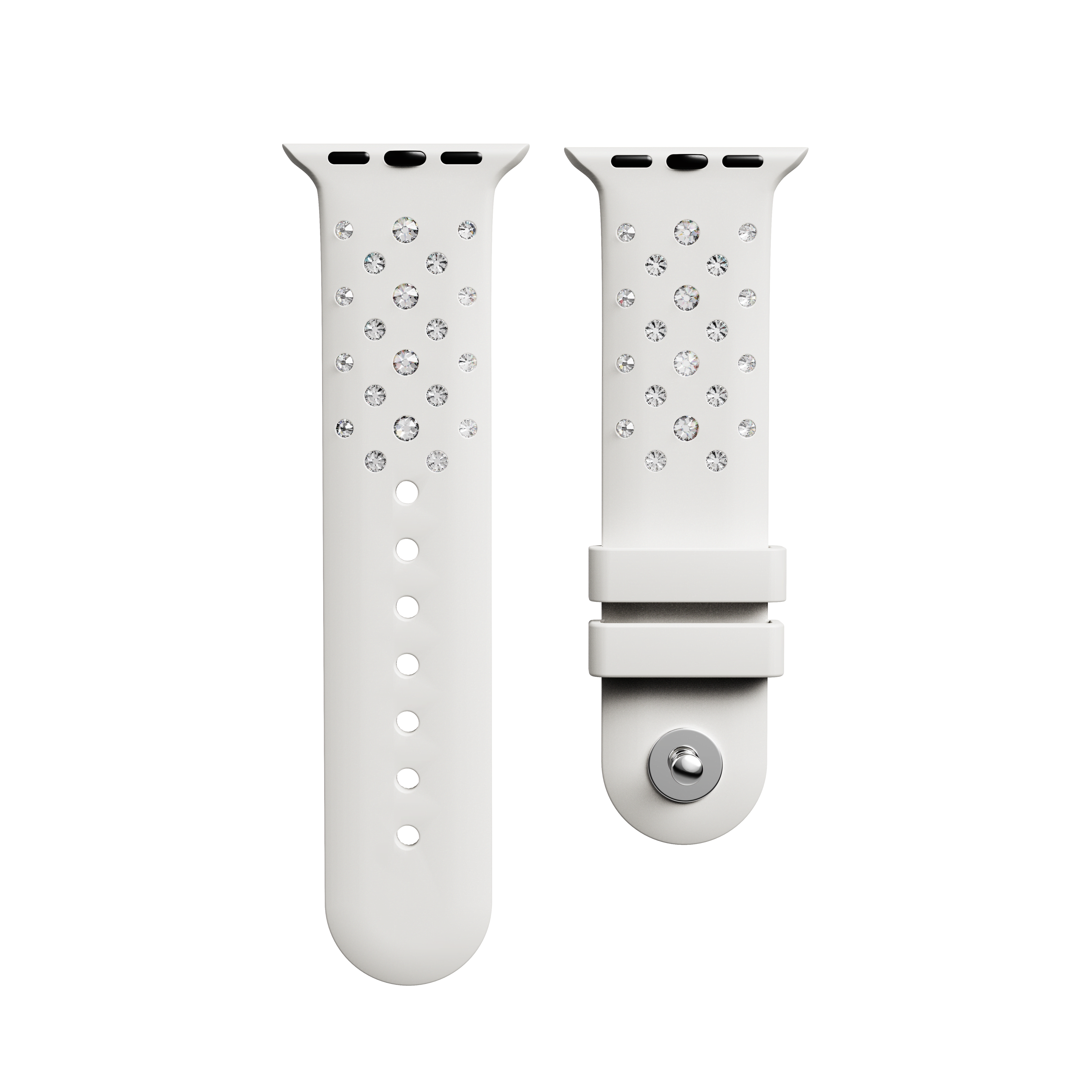 Swarovski Watch strap, Silicone with stitching, Gray, Stainless steel — article 5755223
