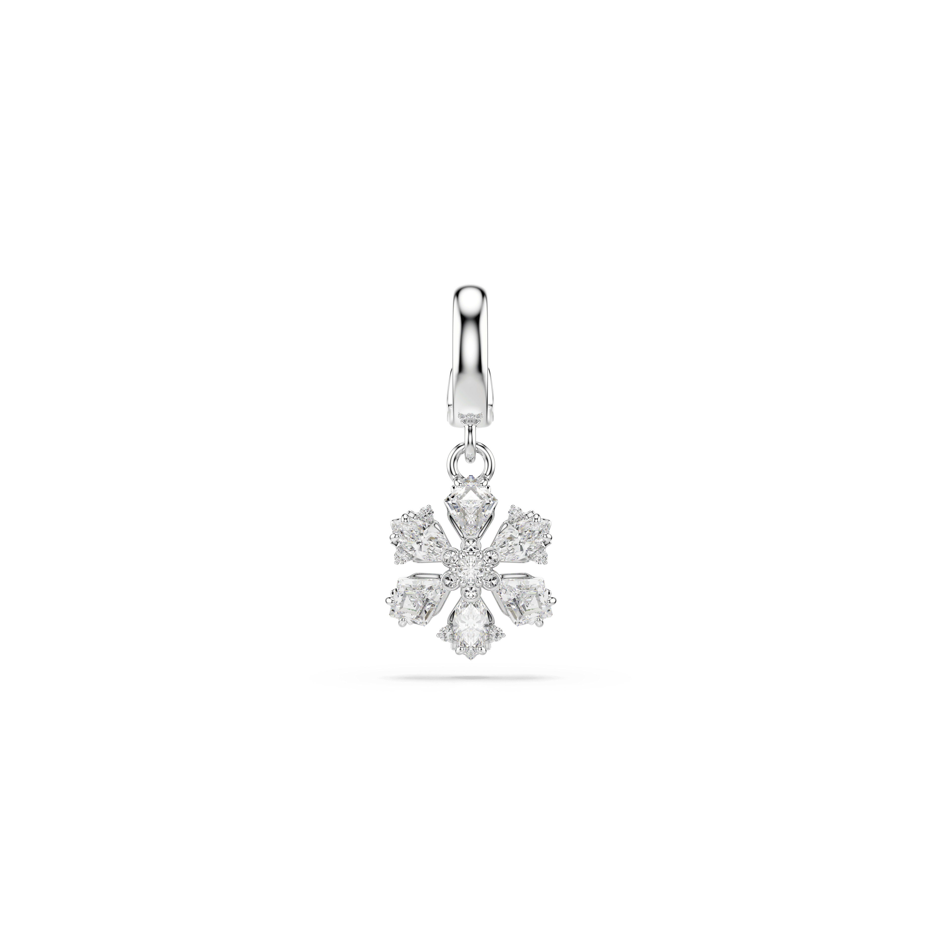 Swarovski Idyllia charm, Mixed cuts, Snowflake, White, Rhodium plated — article 5755513