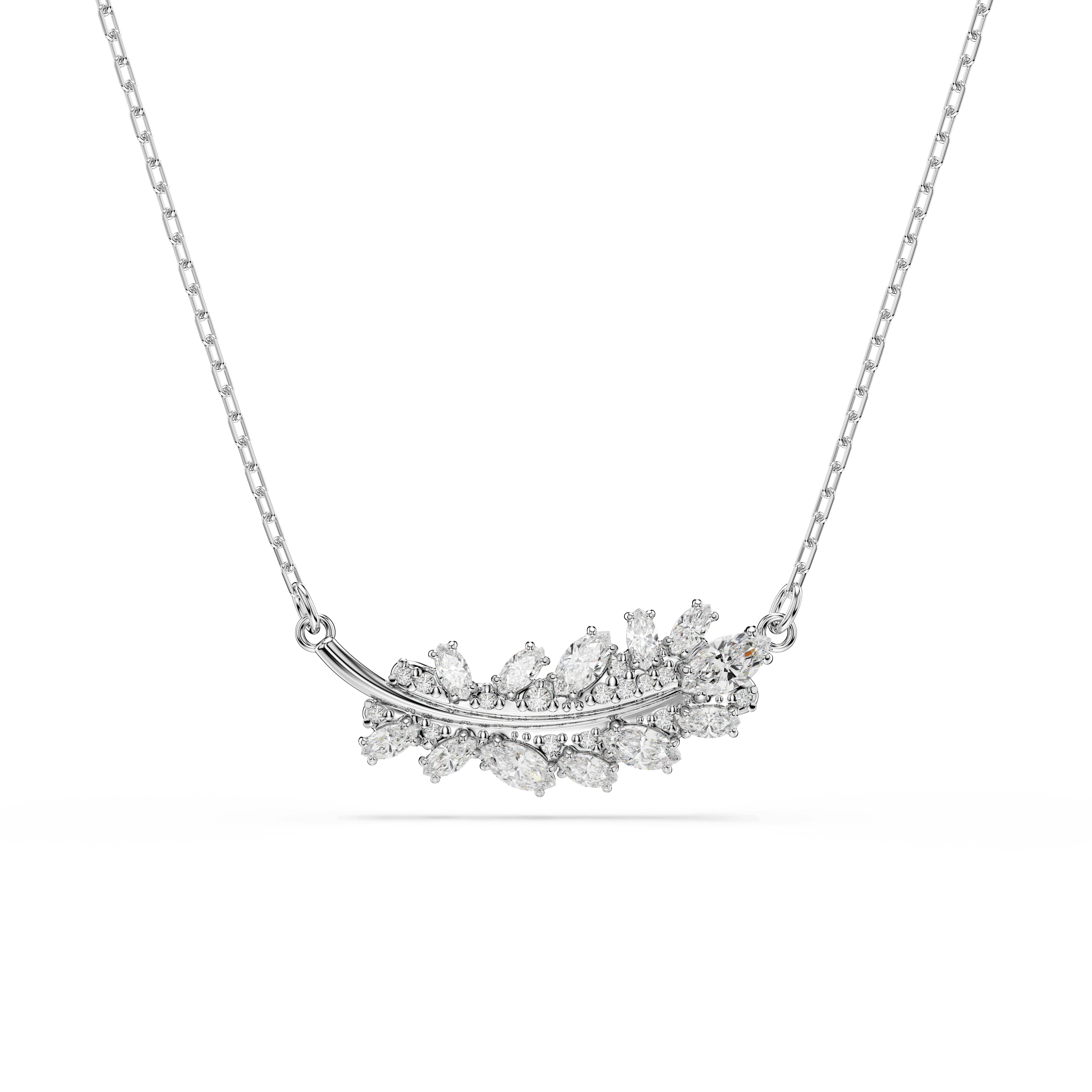 Swarovski Vienna pendant, Mixed cuts, Feather, White, Rhodium plated — article 5756111