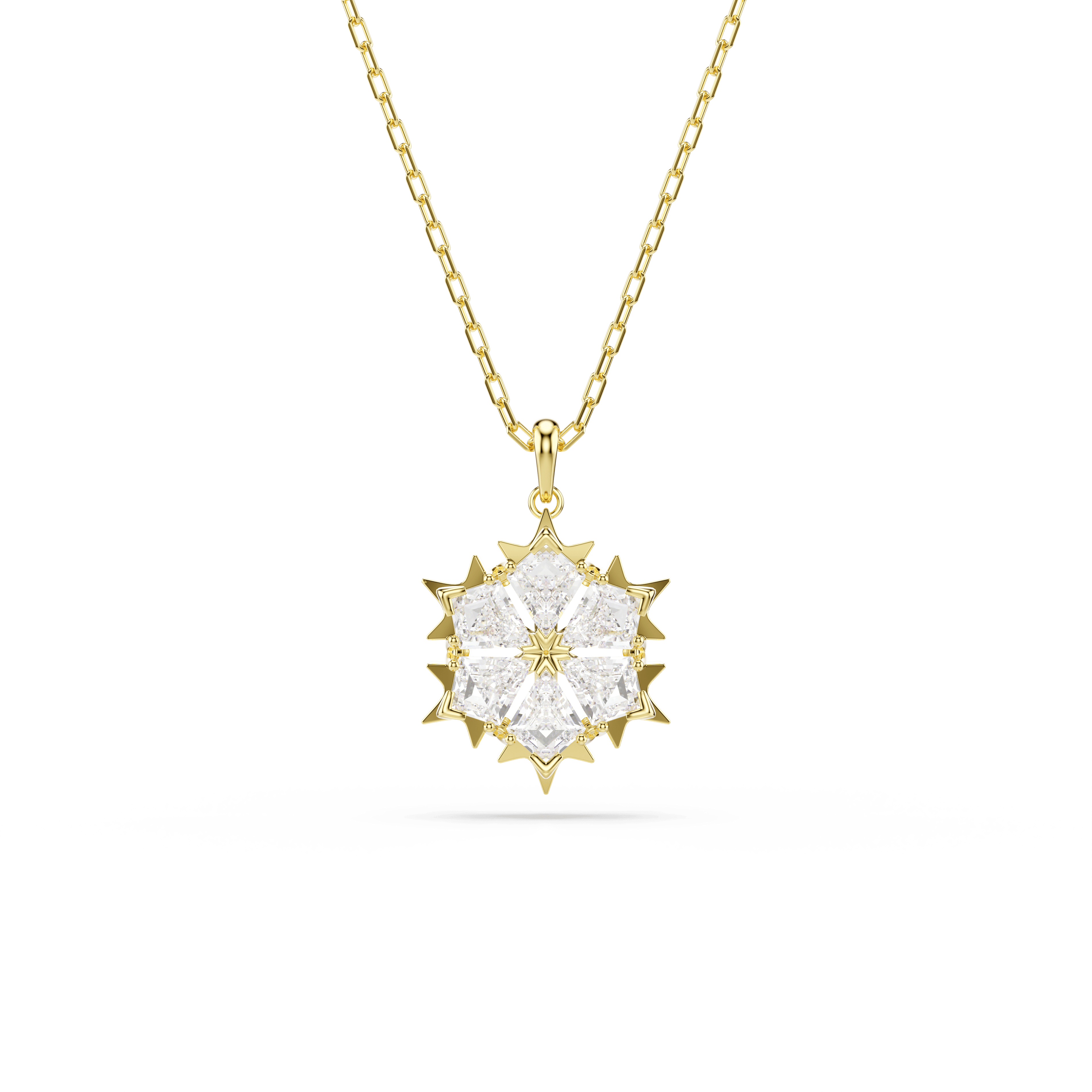 Swarovski Magic pendant, Mixed cuts, Snowflake, White, 18K gold finish — article 5757788
